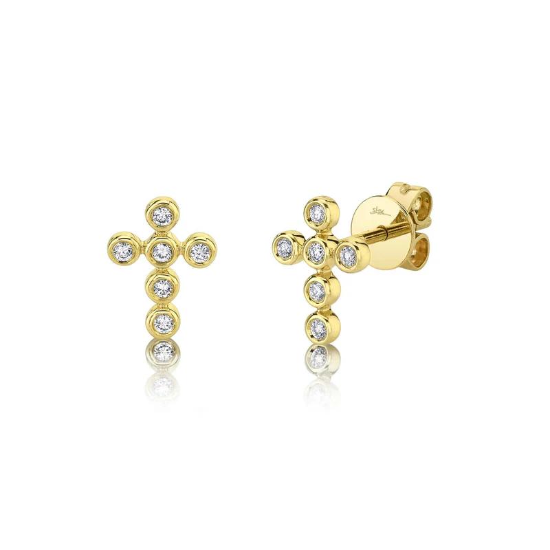 0.07 Carat Diamond Cross Stud Earrings for Women - Hypoallergenic Cubic Zirconia Earrings for Everyday Wear, Gift & Special Occasions