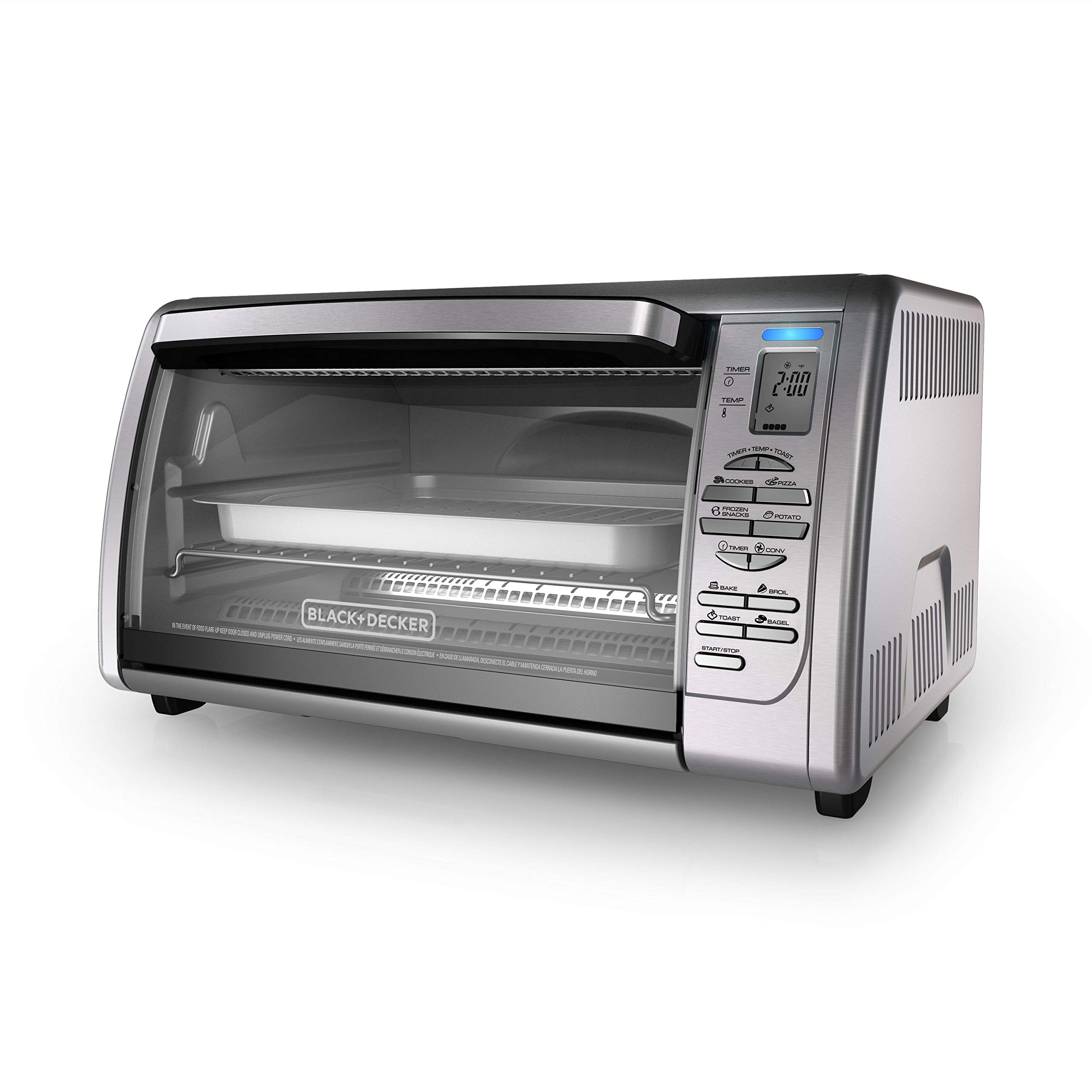 BLACK+DECKER CTO6335S 6-Slice Countertop Convection Toaster Oven with Bake, Broil & Toast Functions - Silver Compact Kitchen Appliance for Small Spaces - Perfect for Baking, Roasting & Quick Meals in Apartments, Dorms or RVs