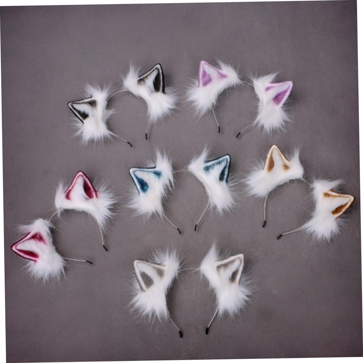 Minkissy 3-Piece Animal Ear Headband Set - Plush Fox Ears Headband for Cosplay, Halloween, and Parties - Handmade Soft Fabric Headwear for Adults, Women & Men - Perfect for Anime Conventions, Costume Events, and Themed Celebrations (White)