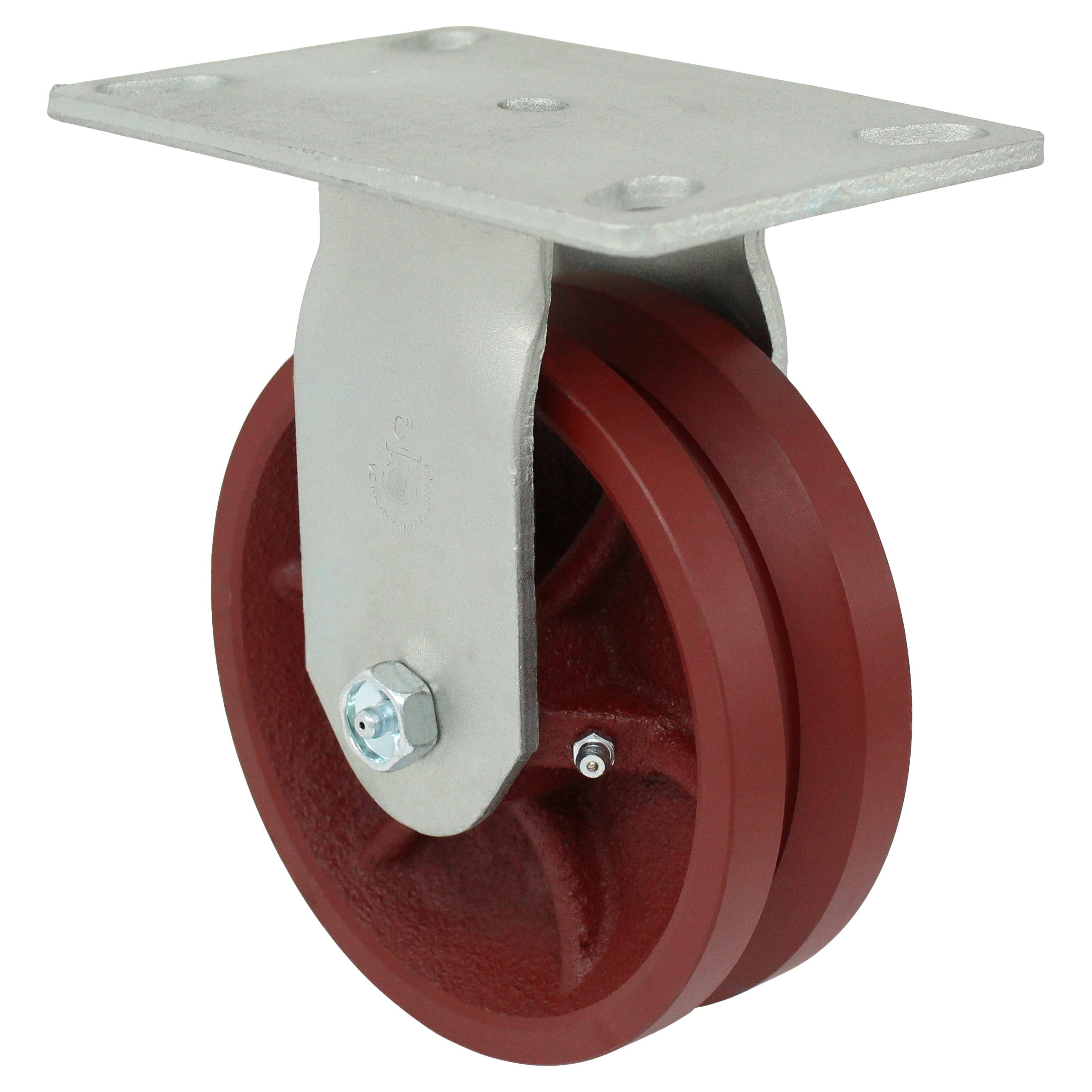 6 x 2 Inch V Groove Heavy Duty Ductile Steel Rigid Caster Wheels - 1500 lbs Capacity - Perfect for Industrial Equipment, Warehouse Carts, and Material Handling Applications