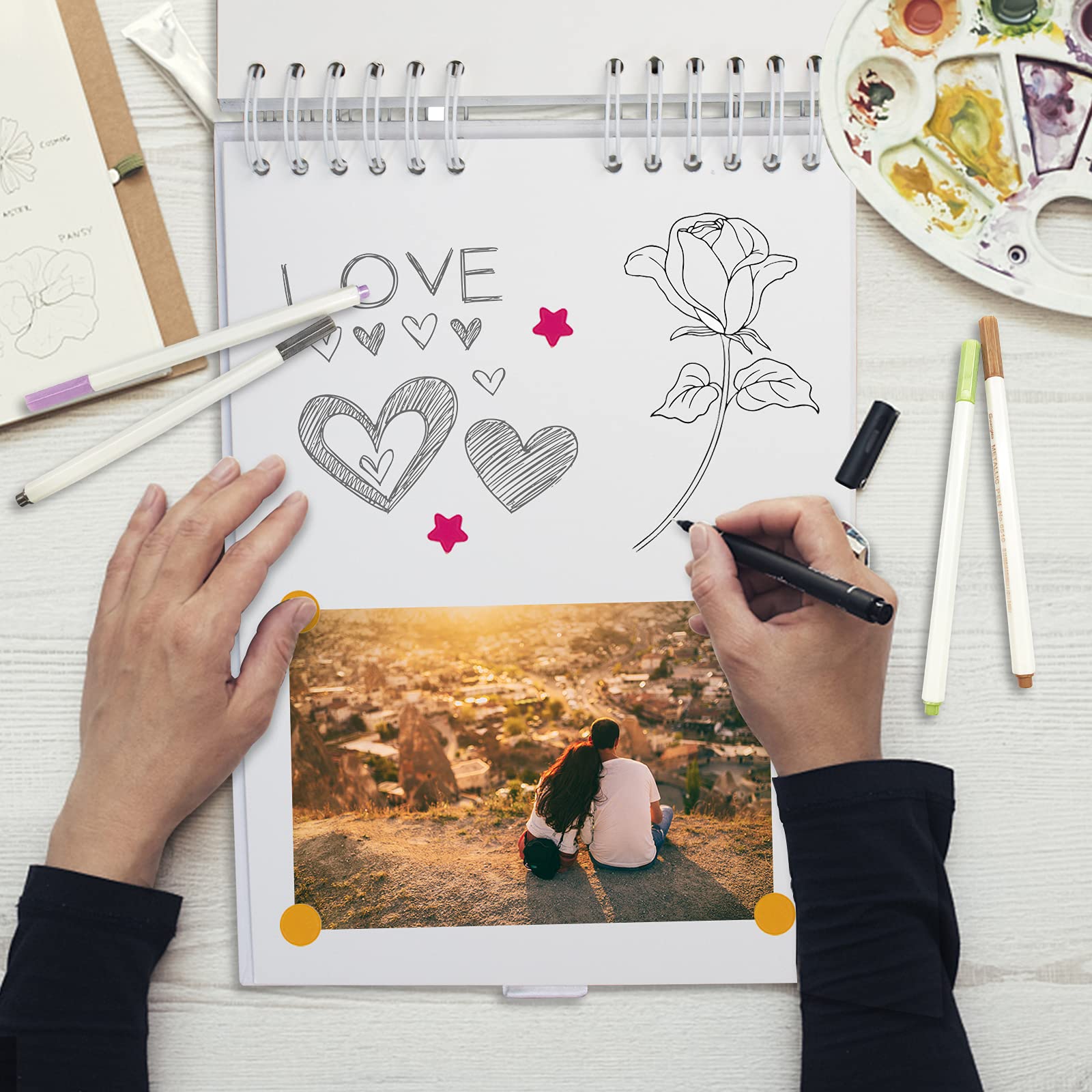 EVNEED Scrapbook Photo Album - Wedding Guest Book, Anniversary Memory Book for DIY Scrapbooking, Craft Paper Album, Perfect for Gifts (White) - Ideal for Weddings, Anniversaries, Baby Showers & Special Occasions