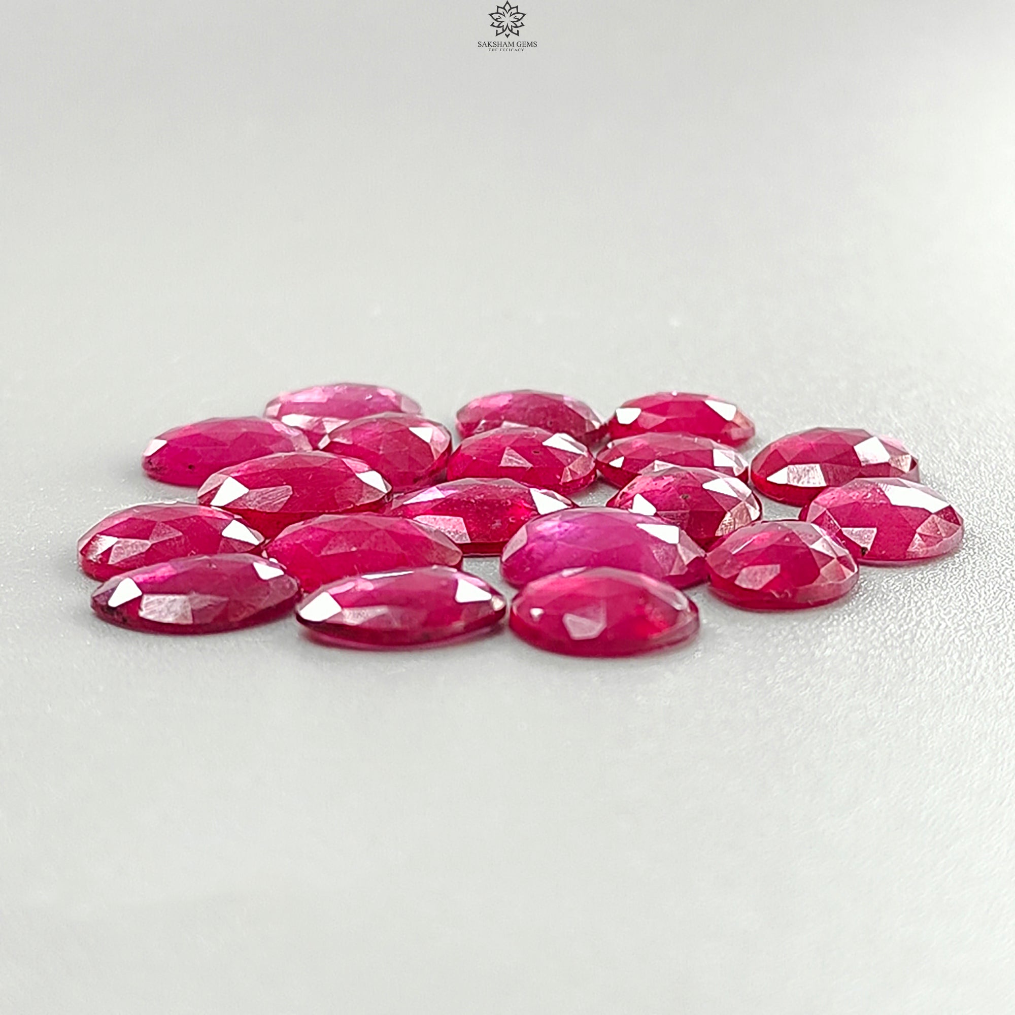Natural Glass-Filled Pinkish Red Ruby Gemstone Rose Cut Slices - 62.00cts, Fancy Faceted Shapes (9x8mm to 12x11mm) - 19pcs Lot for Jewelry Making, Rings, Necklaces & DIY Craft Projects