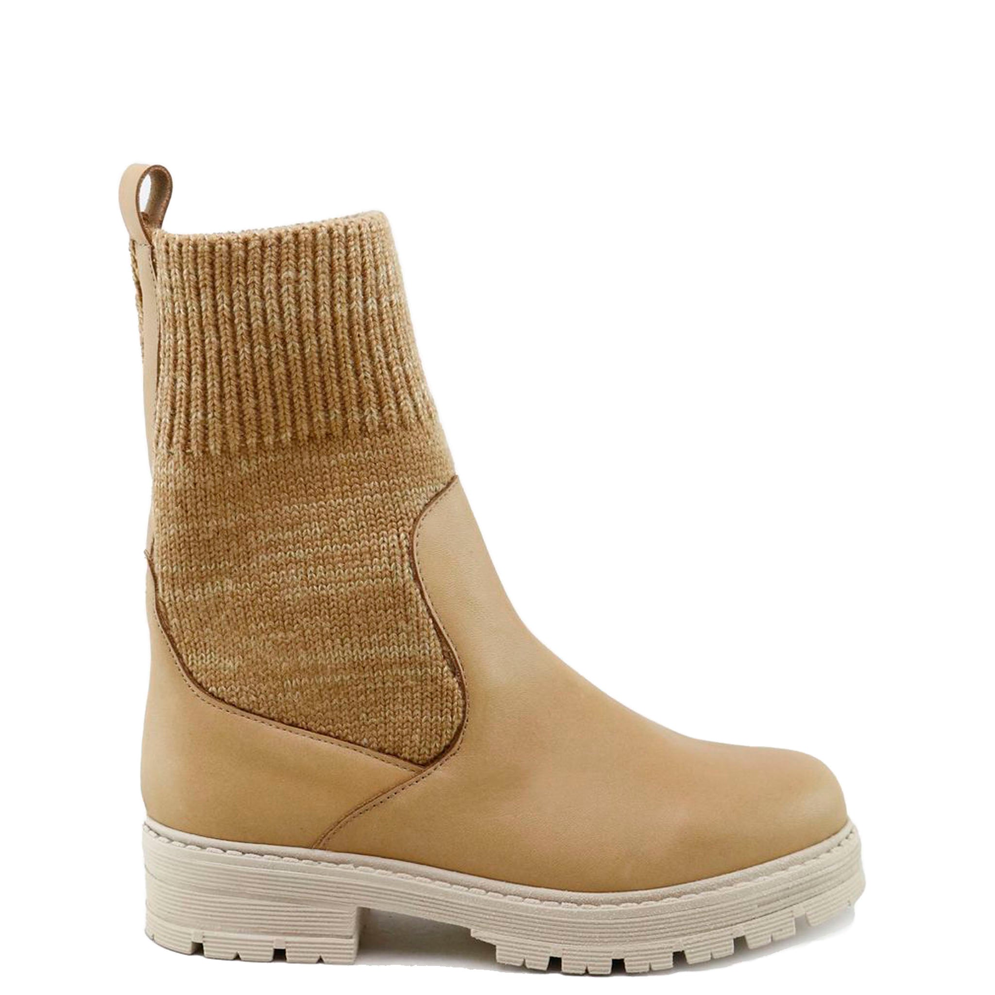 Cozy Women's Cappuccino Knit Sweater Boots - Warm Winter Booties for Casual Outfits & Coffee Shop Dates