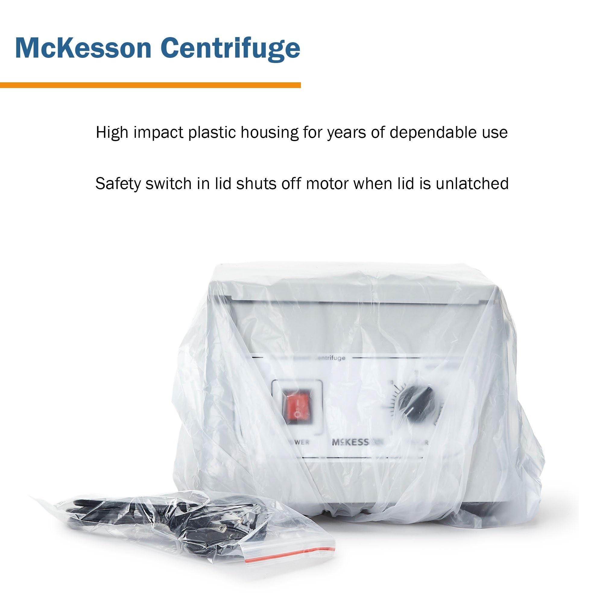 McKesson Clinical Centrifuge Machine - 3400 RPM Fixed Speed, 6-Place Fixed Angle Rotor for Laboratory Blood & Urine Testing - Ideal for Medical Labs, Hospitals & Research Facilities