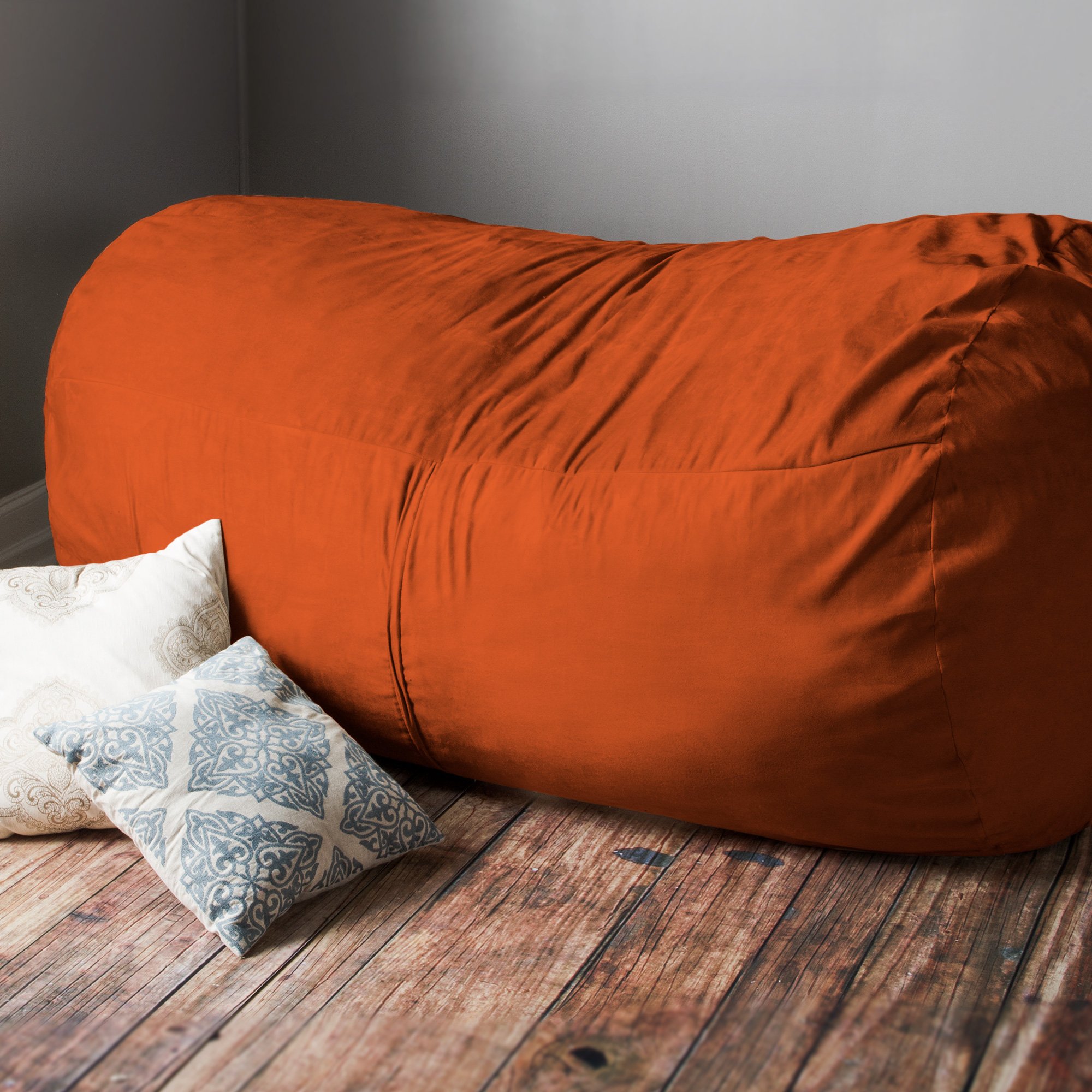 Jaxx 7 Foot Oversized Bean Bag Sofa Chair - Ultra Soft Mandarin Orange Lounger for Living Room, Bedroom, Game Room & Dorm Comfort (Perfect for Movie Nights, Gaming & Relaxation)