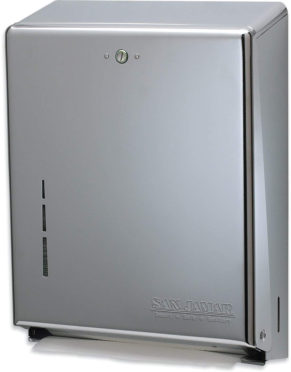 San Jamar Metal Paper Towel Dispenser for Multifold/C-Fold Towels - 14.75 x 11.375 x 4 Inches, Silver - Key Lock for Secure Use in Bathrooms, Kitchens & Restaurants - Ideal for Commercial Spaces, Offices, and Public Washrooms