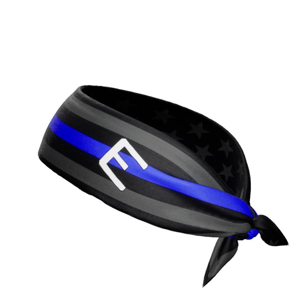 Thin Blue Line Tie Headband - Adjustable Police Support Headband for Men & Women - Perfect for Workouts, Running, and Showing Law Enforcement Support