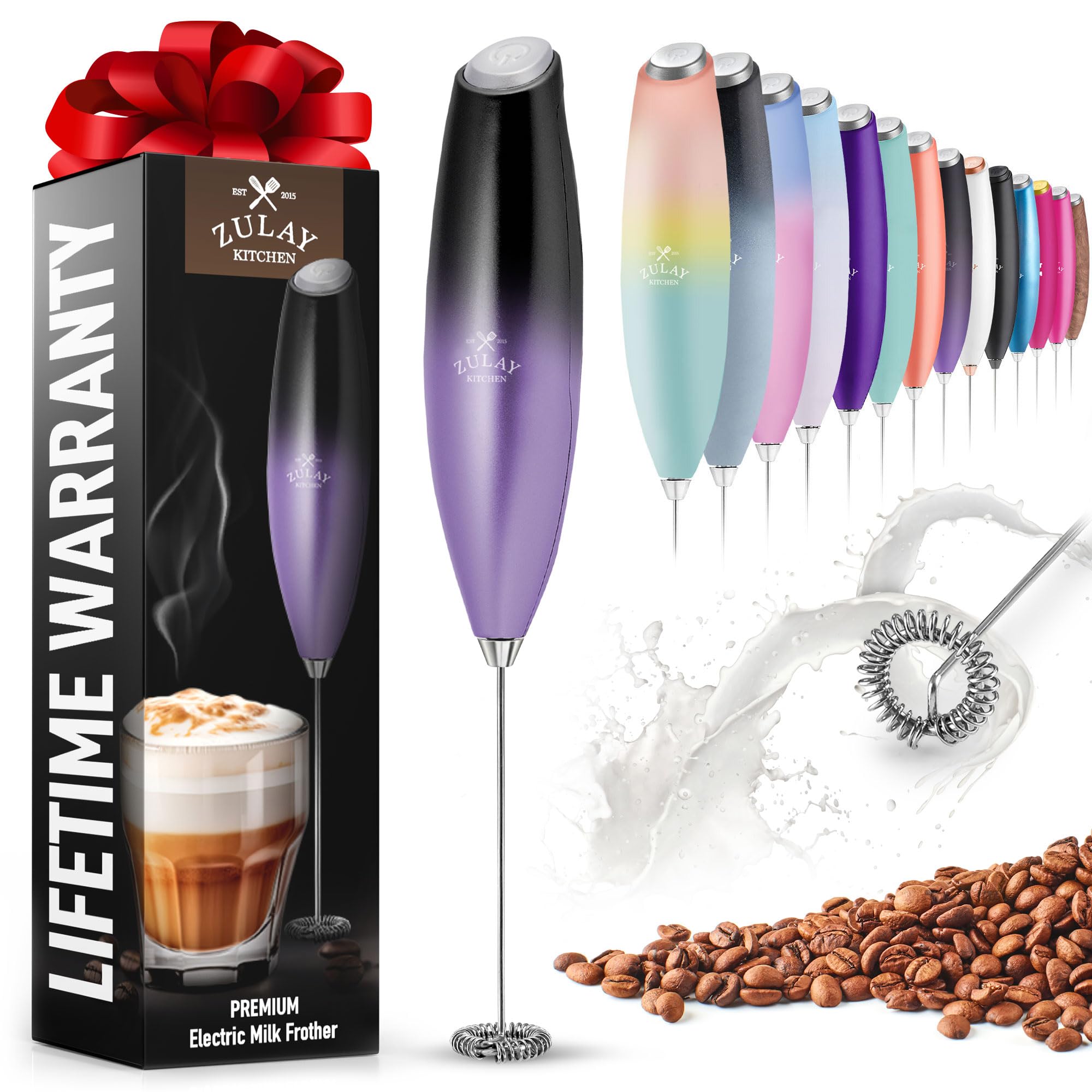 Premium Electric Milk Frother for Coffee - Handheld Whisk & Foamer for Latte, Cappuccino, Matcha, Hot Chocolate - Powerful Motor, Fast Mixing - Perfect for Home, Office & Cafe Use