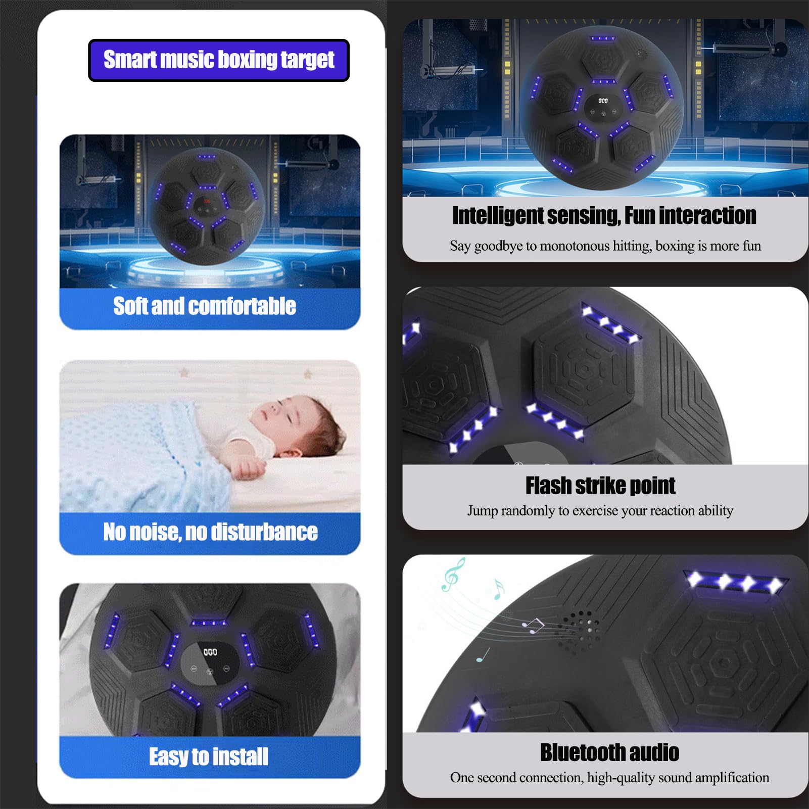 Wall Mounted Bluetooth Interactive Boxing Game - Smart Punching Target with Stand | Elite Boxing & Kids Fitness Equipment for Home Gym & Family Fun