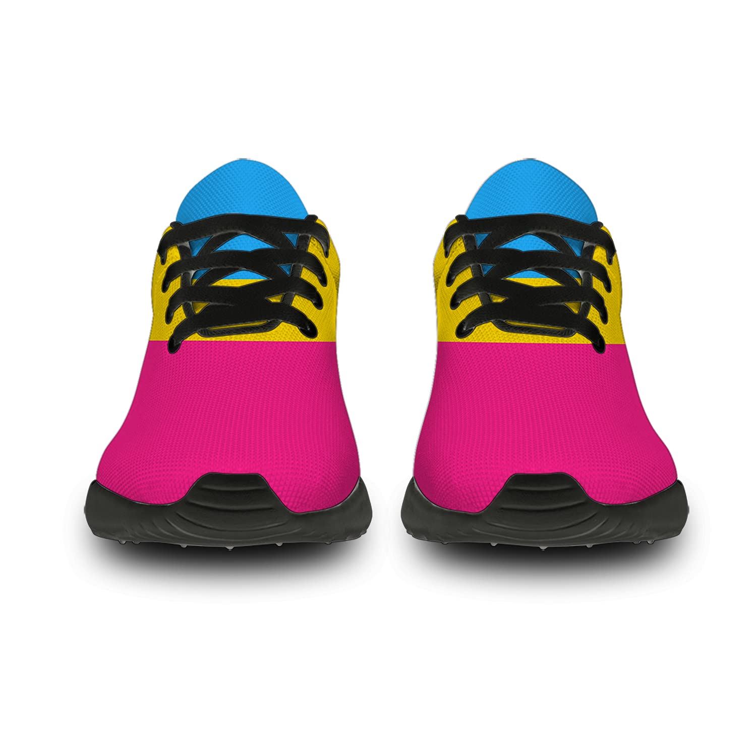 Unisex Pansexual Pride Running Shoes - Lightweight Walking & Tennis Sneakers with LGBT Flag Design - Size 9 Men/10.5 Women (Black/Multi) - Perfect for Pride Parades, Gym Workouts & Casual Wear