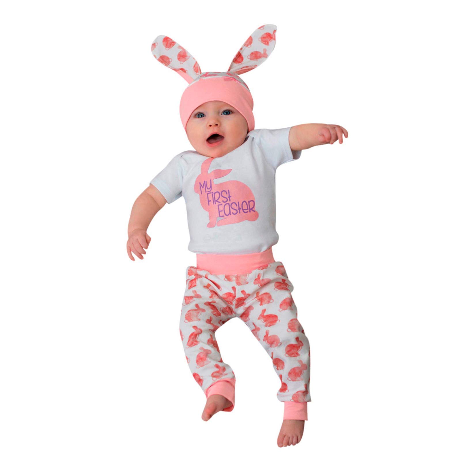 Adorable Easter Baby Outfit Set - Newborn Bunny Romper, Pants & Hat 3-Piece for Boys & Girls | Perfect for Easter Photos, Church & Family Gatherings