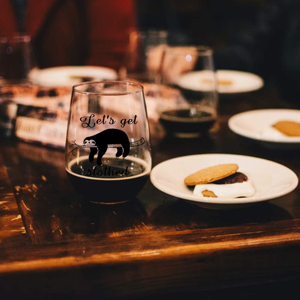 Funny Sloth Stemless Wine Glass - Cute Sloth Gifts for Women & Men, Perfect for Christmas, Valentine's Day, Birthday & Anniversary - Great for Parties, Home Decor & Wine Lovers