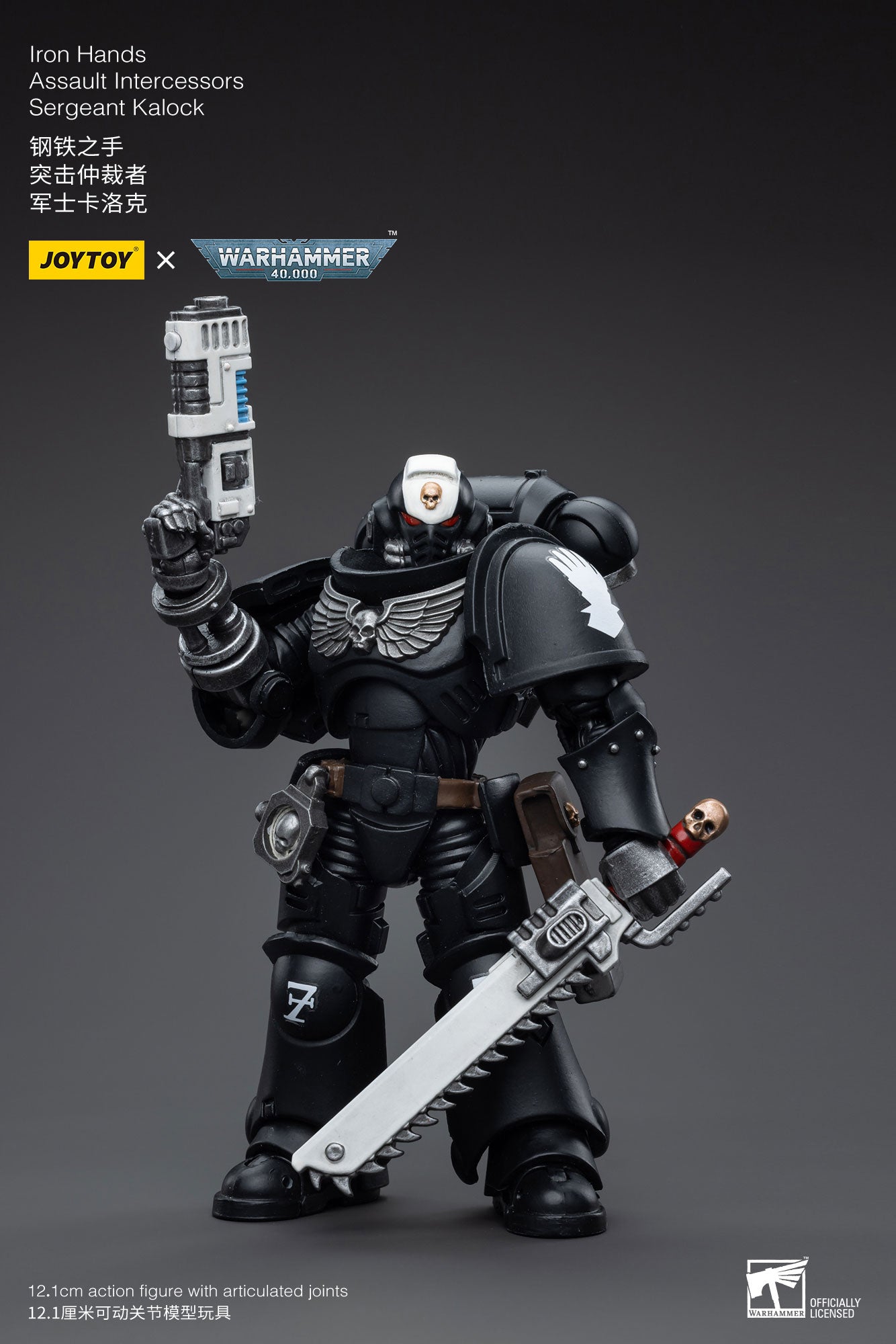JOYTOY 3.75 Inch Warhammer 40K Iron Hands Assault Intercessors Sergeant Kalock Action Figure - 1/18 Scale Collectible Model for Tabletop Gaming & Display