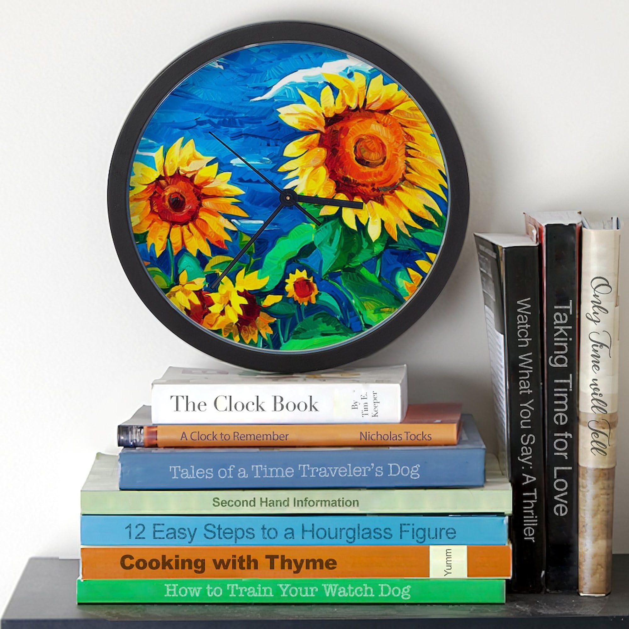 Sunflower Painting Wall Clock - 10 Inch Decorative Clock for Living Room, Kitchen, or Office - Perfect for Home Decor & Gift Giving