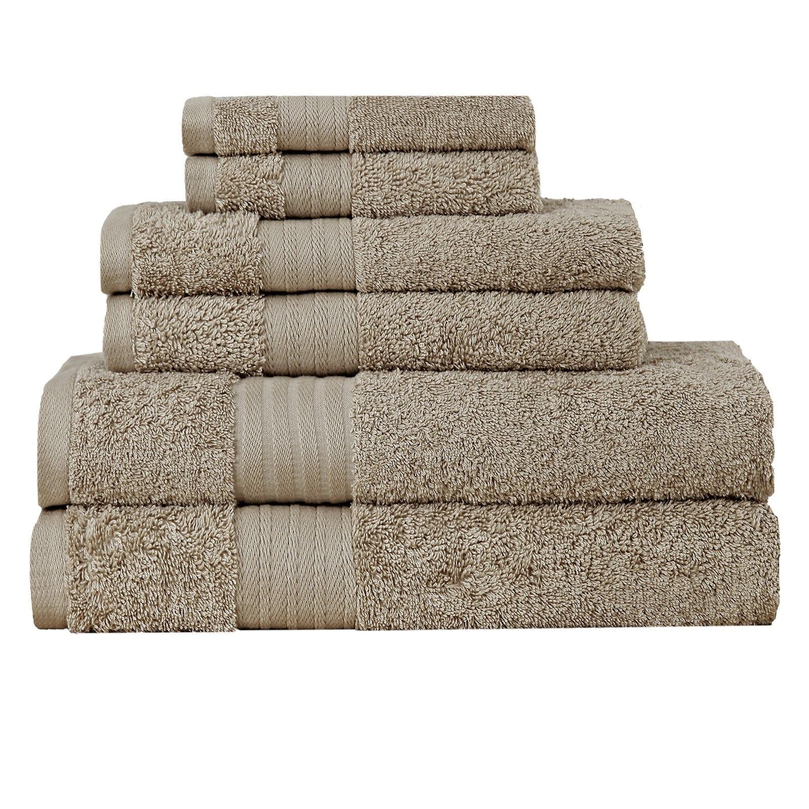 Premium 6-Piece Ultra Soft & Absorbent Cotton Bath Towel Set - Sandstone Color | Spa-Quality Luxury Towels for Bathroom, Beach & Gym Use