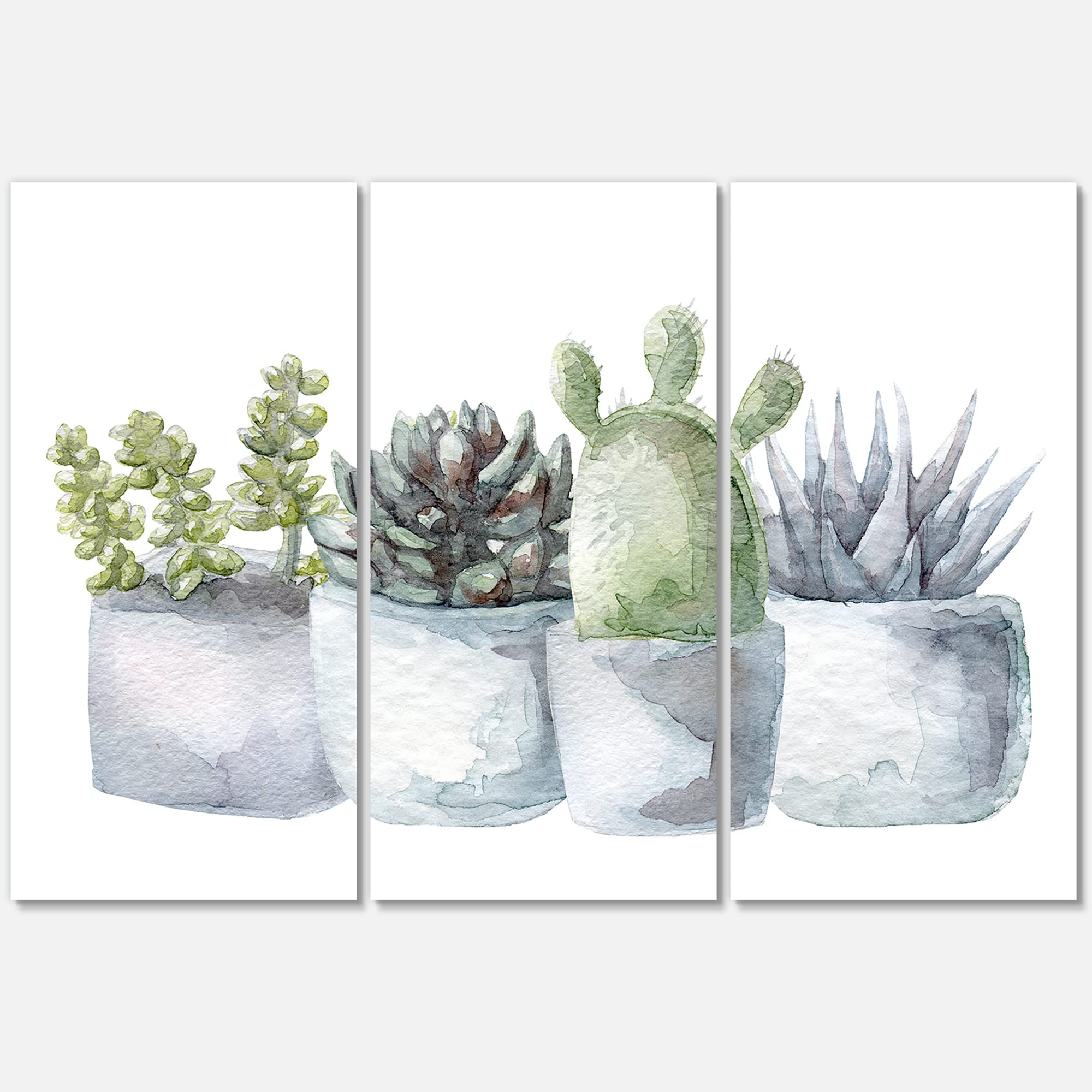DesignQ Cactus and Succulent House Plants - Farmhouse Style Canvas Wall Art Decor for Living Room, Bedroom & Office