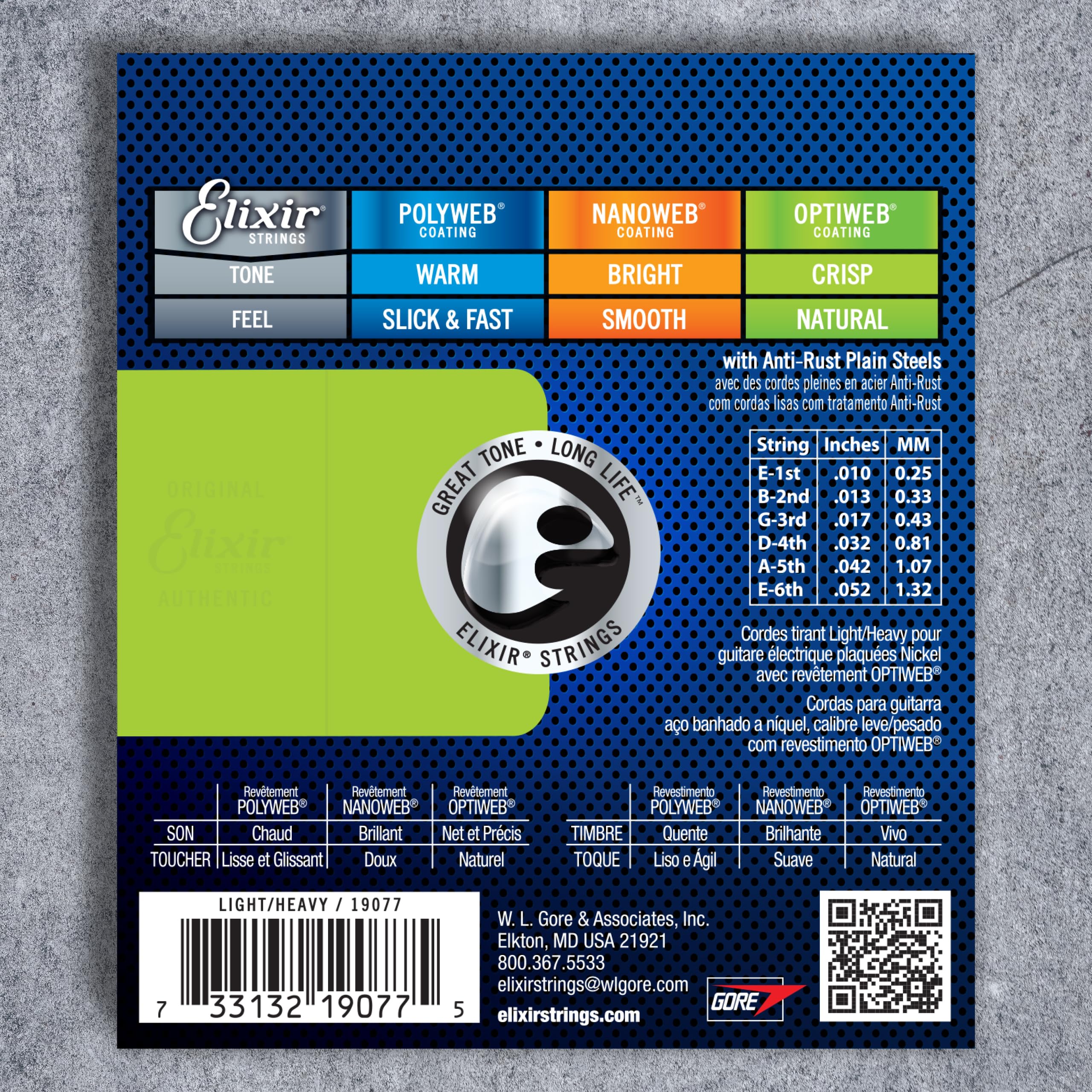 Elixir Electric Guitar Strings 10-52 Light/Heavy Gauge - Nickel Plated Steel with OPTIWEB Coating for Long-Lasting Crisp Tone & Comfortable Playability | Perfect for Rock, Blues & Studio Recording