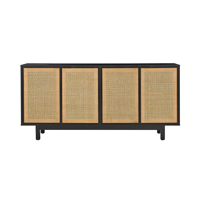 Otmar 63-Inch Wide Natural Rattan Mesh Sideboard with Storage - Multi-Purpose Buffet Cabinet for Dining Room, Living Room, or Entryway - Perfect for Home Decor and Organizing Dishes, Linens & More