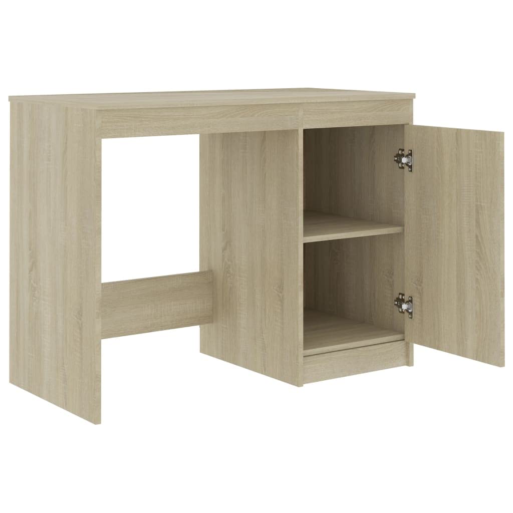 Standing Computer Desk with Shelves - Home Office Workstation in Sonoma Oak Finish, Scandinavian Style Engineered Wood Desk for Living Room, Bedroom & Small Spaces | Perfect for Remote Work & Study