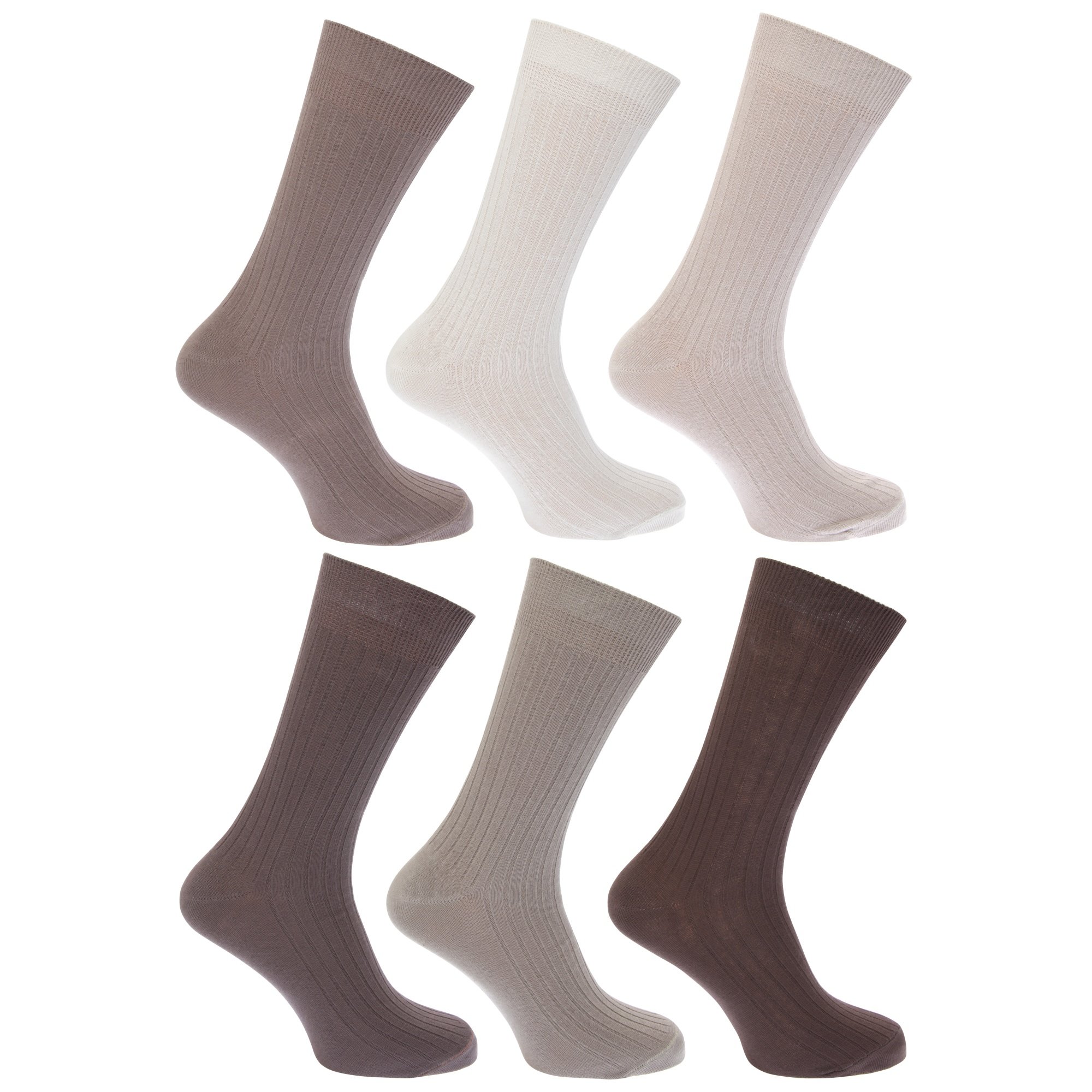 FLOSO® Men's Ribbed 100% Cotton Crew Socks (6-Pack) - Soft & Breathable for Everyday Wear, Workout, and Casual Outfits