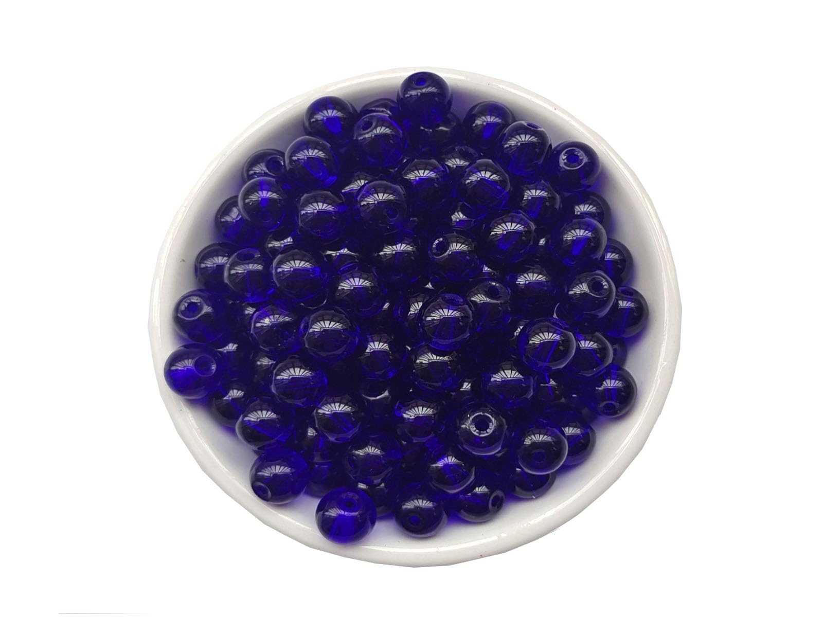 8mm Round Smooth Glass Beads - 100pcs Dark Blue Loose Beads for Jewelry Making, DIY Bracelets & Necklaces - Perfect for Crafting, Scrapbooking & Home Decor Projects (50805)