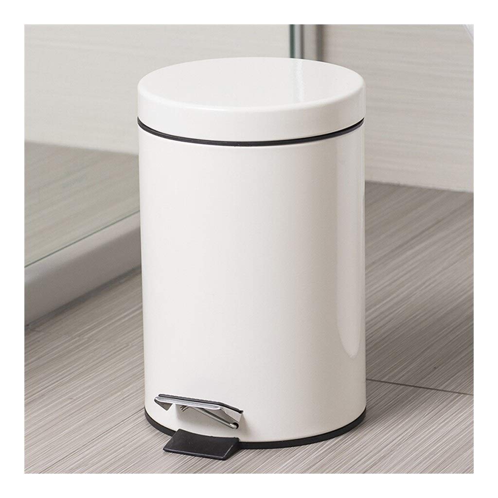 Small Trash Can 3L/0.8 Gallon - Mini Bathroom Step Trash Bin for Home, Kitchen, Office, Dorm & Kids Room - Compact Waste Basket for Tight Spaces (Off-White) | Perfect for Bathroom Counter, Under Desk & Small Areas