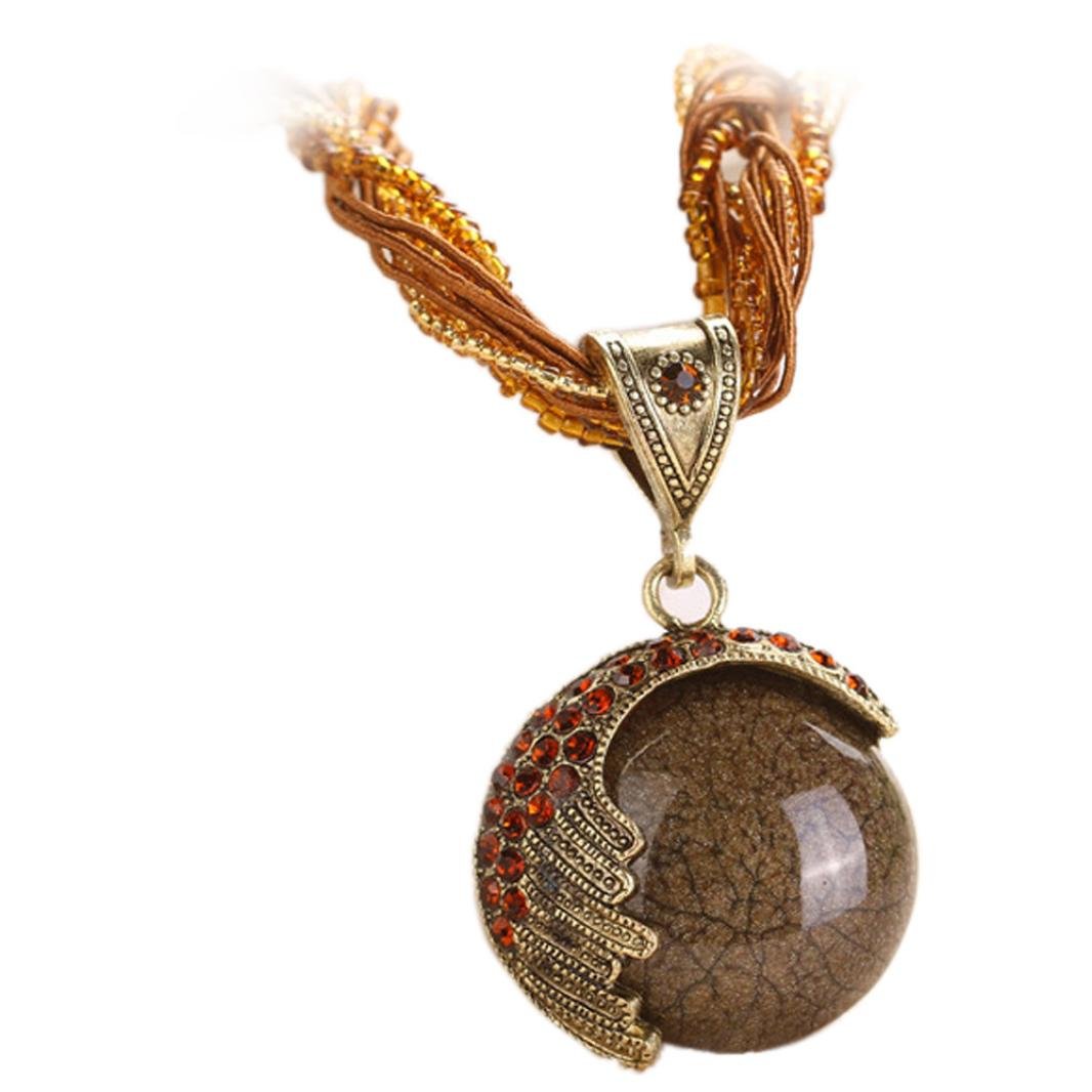 iLH Bohemian Statement Necklace for Women - Rhinestone Gem Pendant Collar Necklace, Romantic Jewelry Gift for Her | Perfect for Weddings, Date Nights & Special Occasions