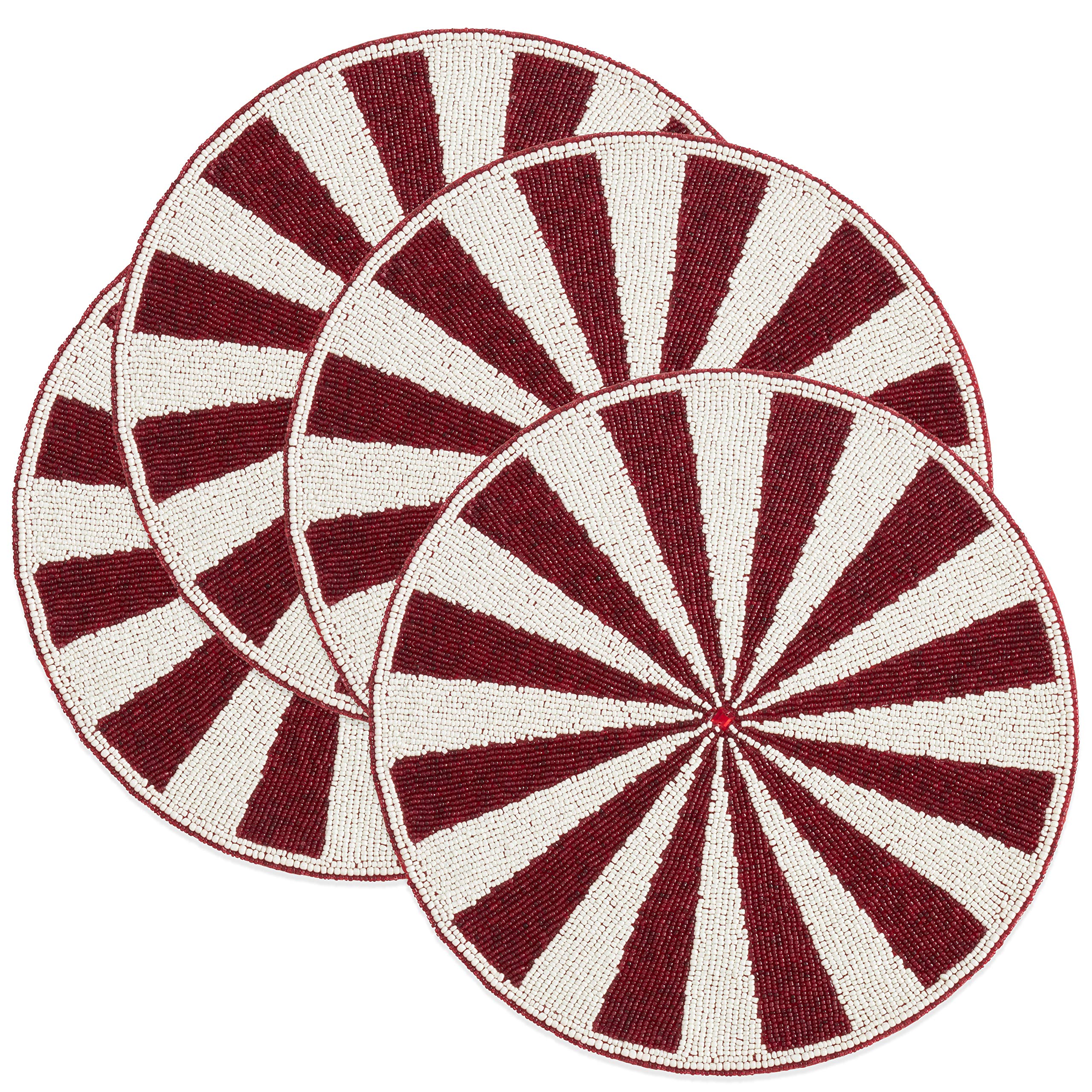 Festive Candy Cane Christmas Placemats Set of 4 - Holiday Table Decor for Dining, Party & Seasonal Home Decorations