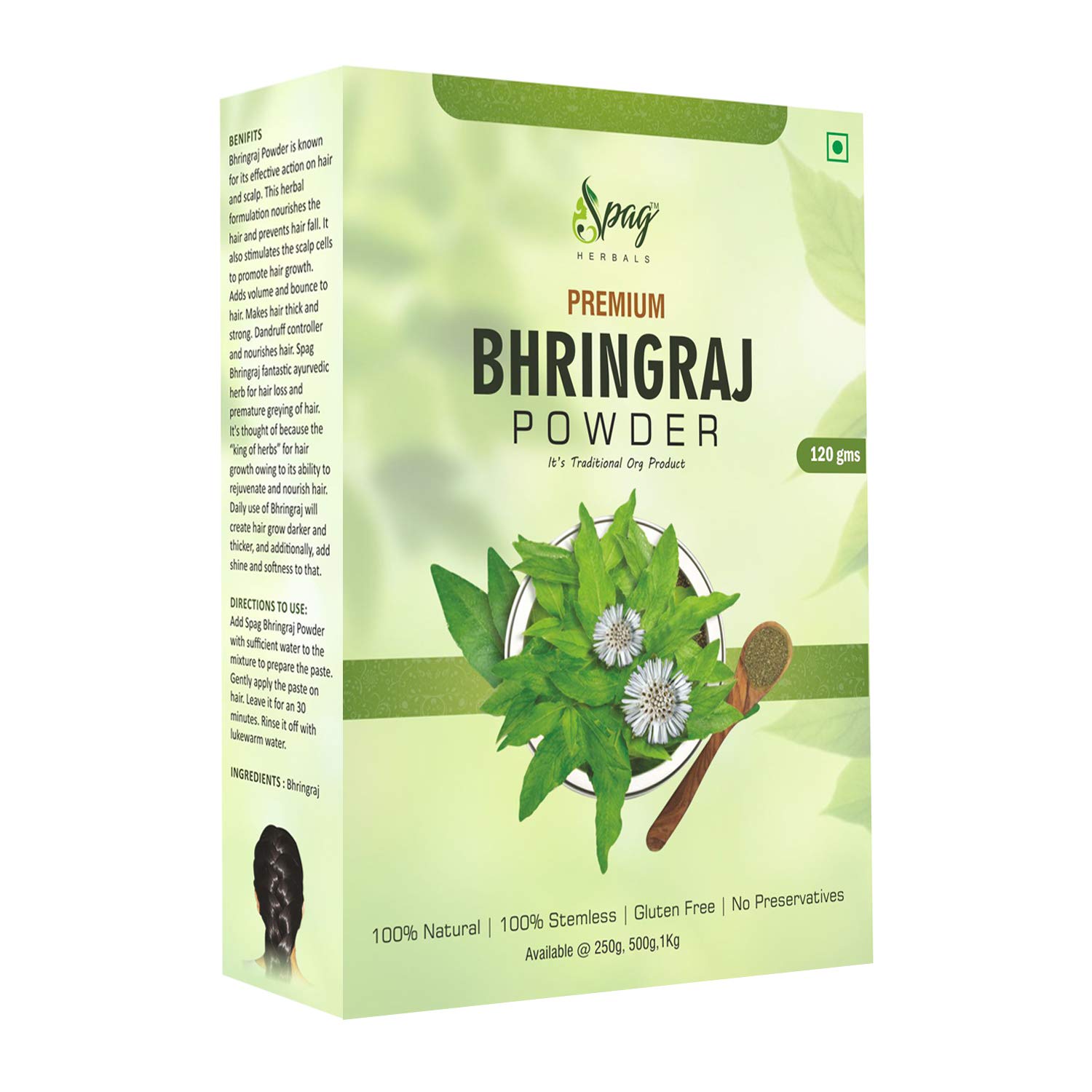 Premium Organic Bhringraj Hair Powder (120g) - Natural Ayurvedic Hair Growth Treatment for Thicker, Stronger Hair - Ideal for Scalp Massage, DIY Hair Masks & Herbal Hair Care Routines
