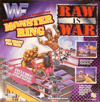 Vintage 1997 WWF Jakks Pacific Raw is War Monster Ring with Referee - Collectible Wrestling Toy for Kids & Adults, Perfect for Playtime, Display & Nostalgic Wrestling Fans