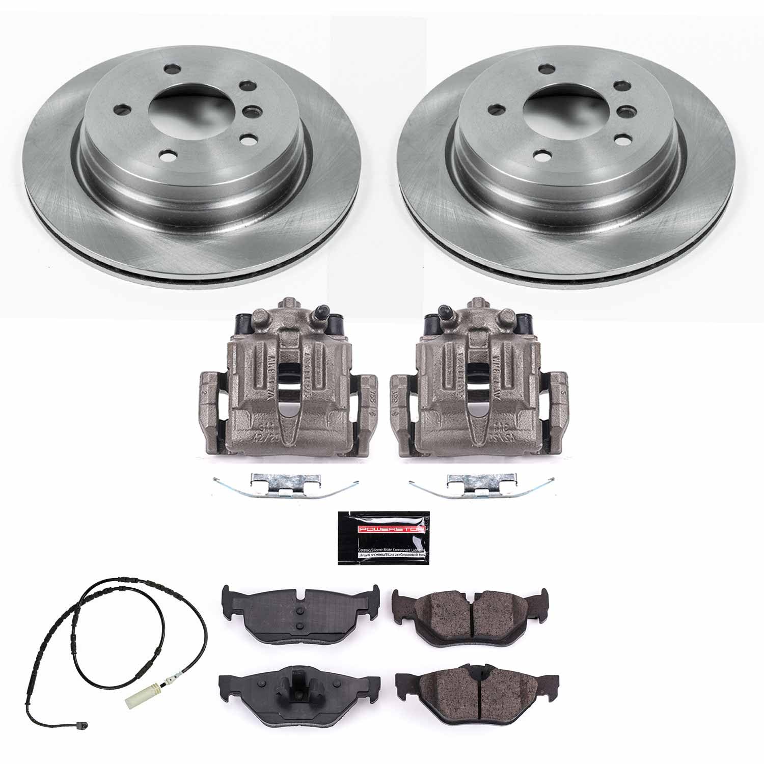 Power Stop KCOE7008 Rear Brake Caliper Kit for BMW X1 2013-2015 - Includes Ceramic Brake Pads & Rotors | Complete Brake System Replacement | Perfect for Daily Driving & Performance Upgrades