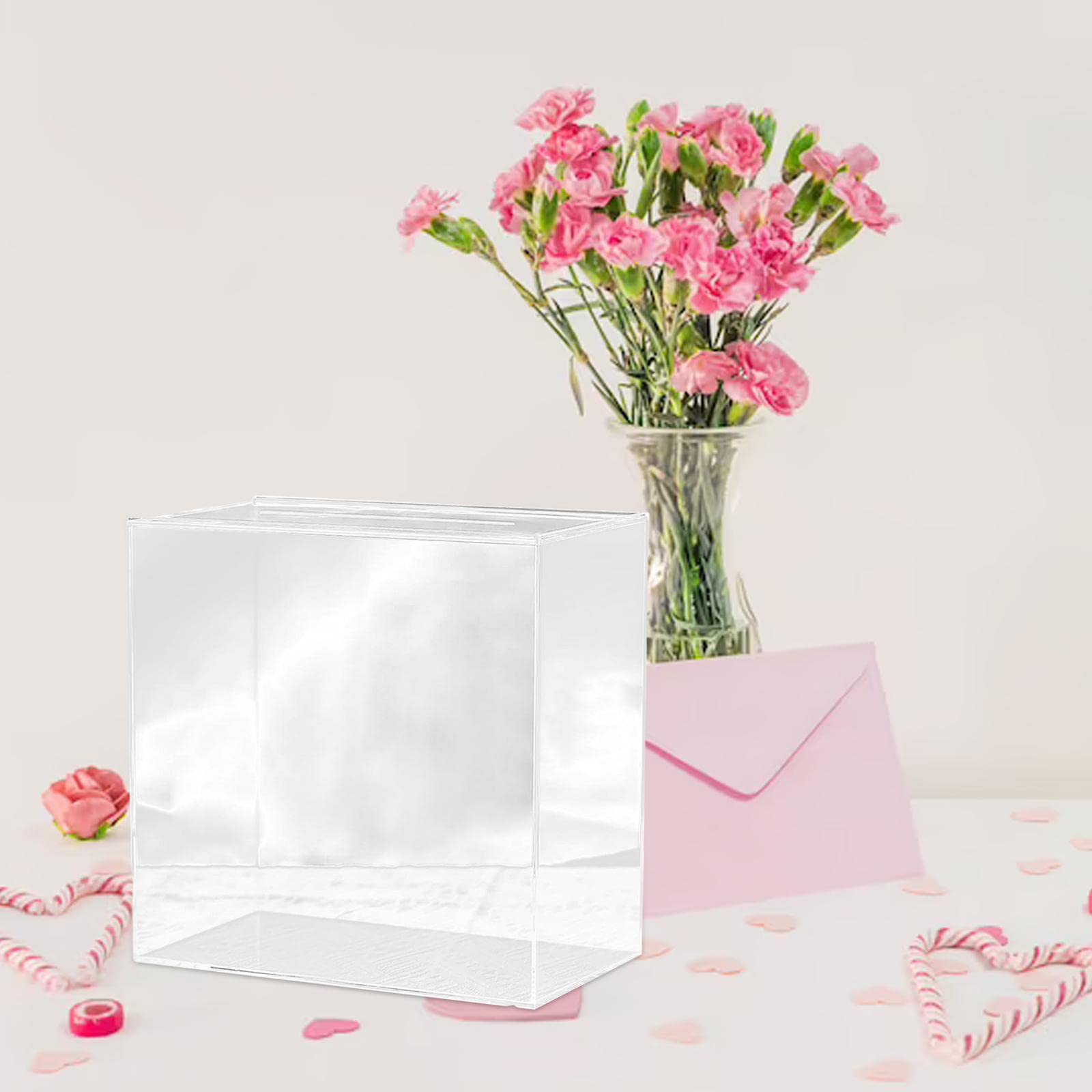 Durable Clear Acrylic Wedding Card Box - Anniversary Gift Holder for Events