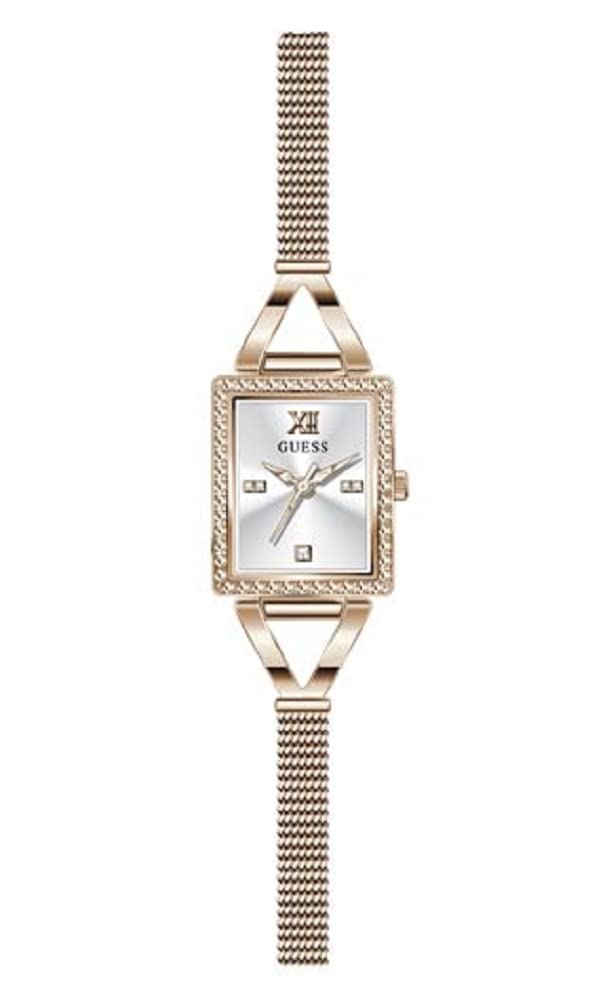 GUESS Women's Rectangle 22mm Fashion Watch - Elegant Stainless Steel Band, Water Resistant - Perfect for Office, Date Night & Everyday Wear