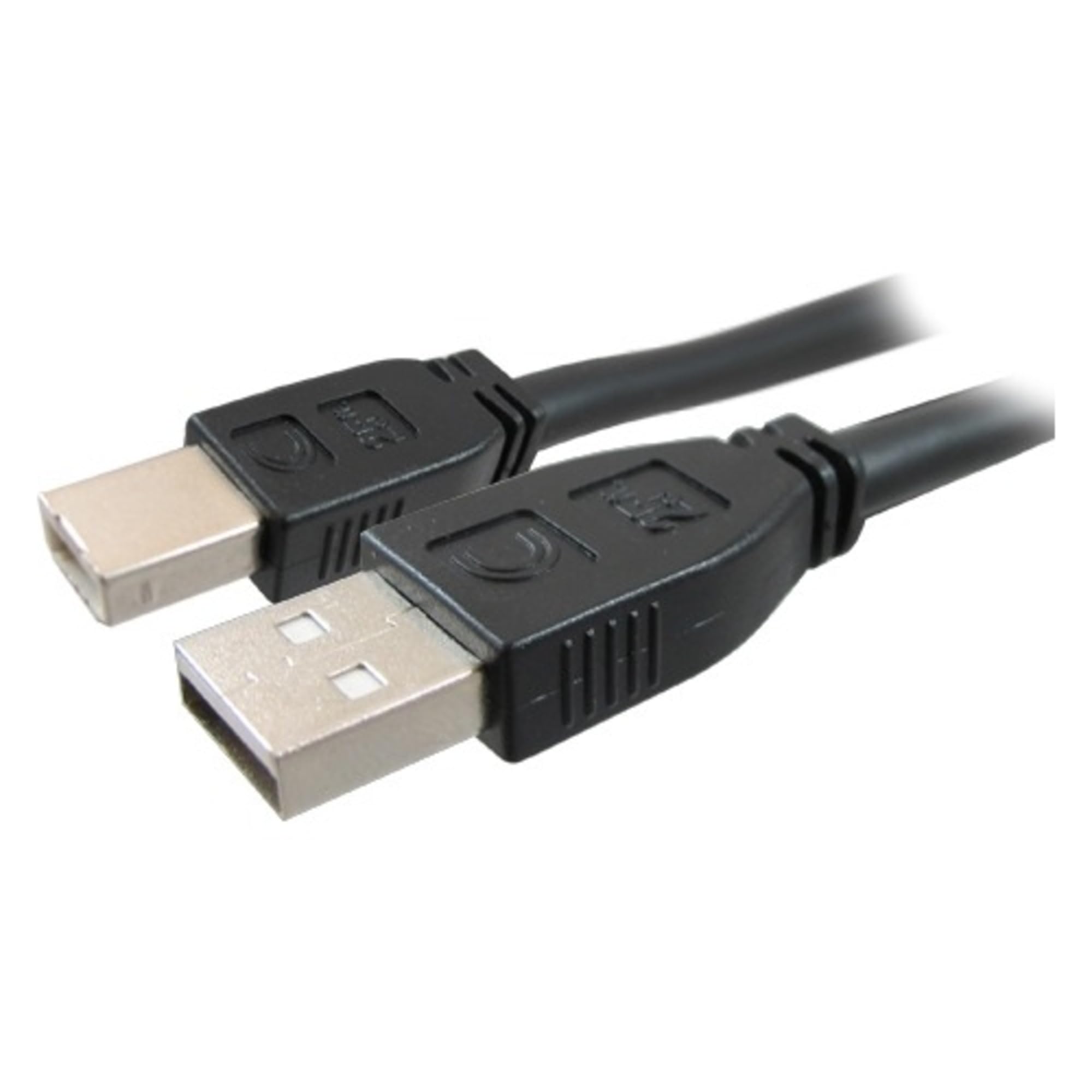 25ft USB 2.0 A to B Active Plenum Cable - High-Speed USB A Male to B Male Printer Cable for Webcams, Scanners, Whiteboards - Shielded Matte Black - Perfect for Office, Classroom & Conference Room AV Setups