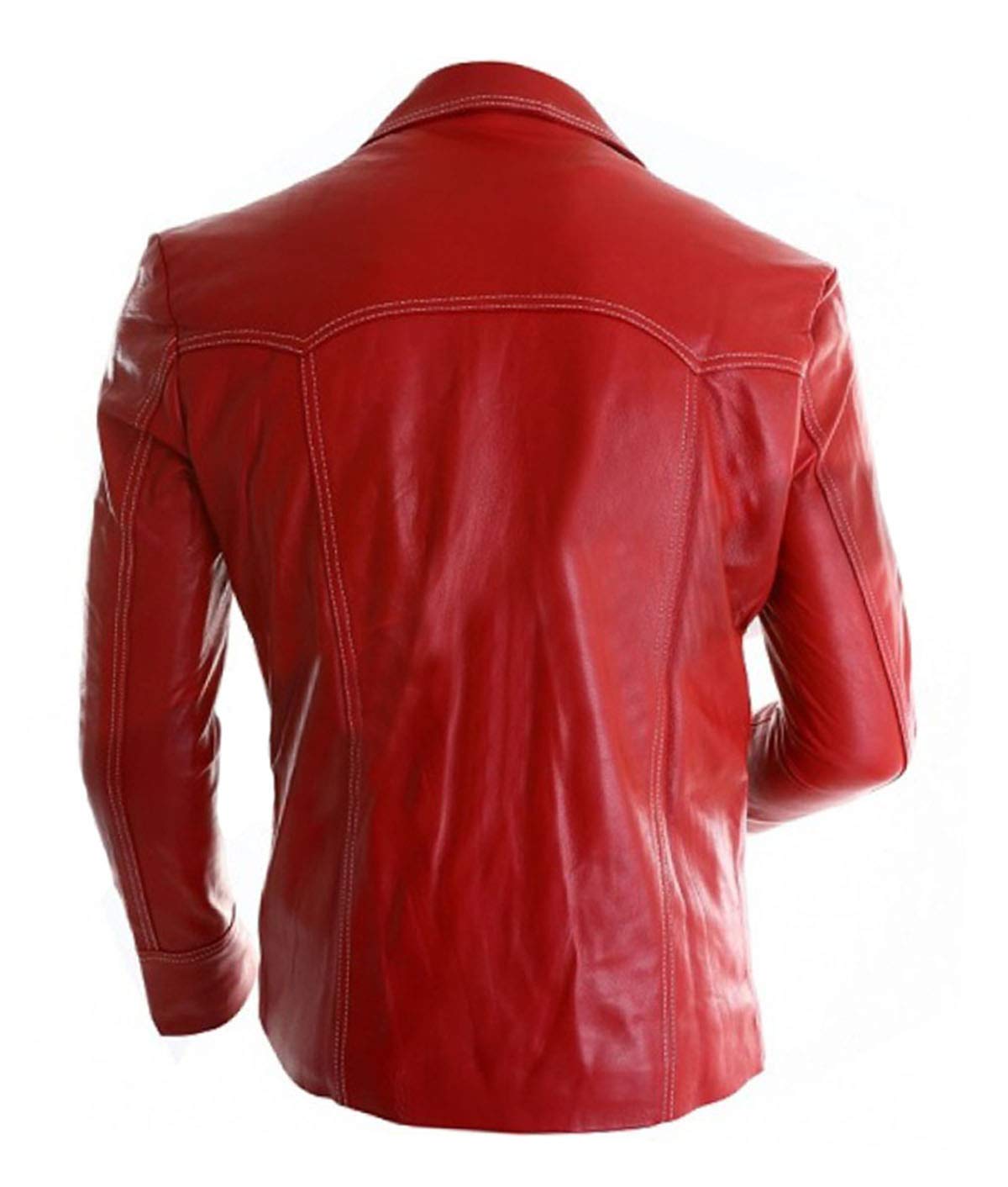 **Men's Tyler Durden Brad Pitt Fight Club Red Faux Leather Jacket - Retro Motorcycle Biker Coat for Halloween, Cosplay & Casual Wear**