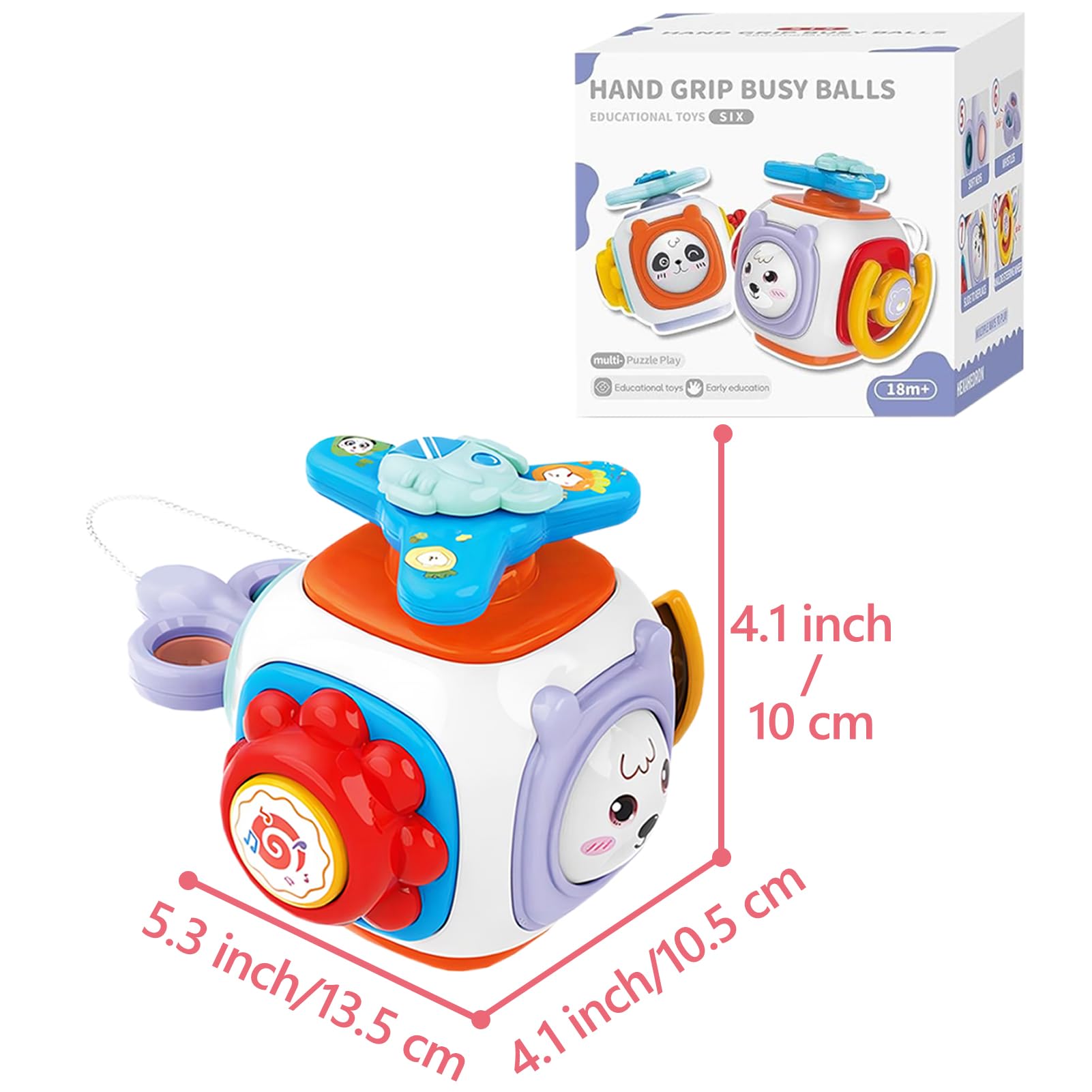 Montessori Toys for 1-3 Year Olds - Sensory Busy Board Cube with Travel Activities | Educational Toddler Toys for 6-24 Months | Perfect for Airplane & Car Travel, Early Learning & Interactive Play