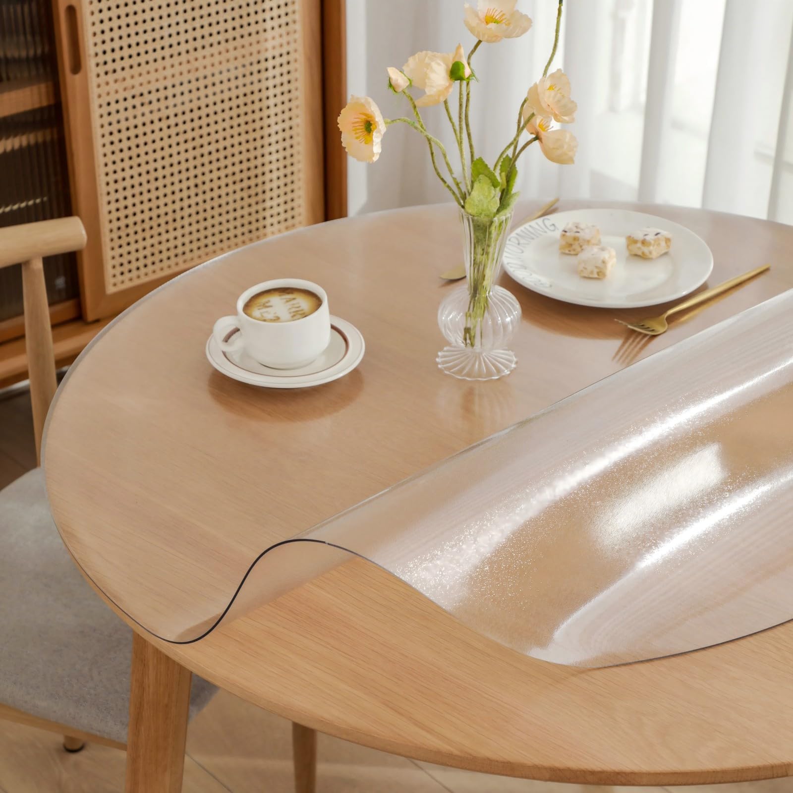 42 Inch Round Clear Plastic Dining Table Protector - 2mm Thick Waterproof PVC Tablecloth, Vinyl Circle Table Top Cover for Coffee Table, Kitchen & Dining Room - Scratch Resistant & Easy to Clean for Daily Use