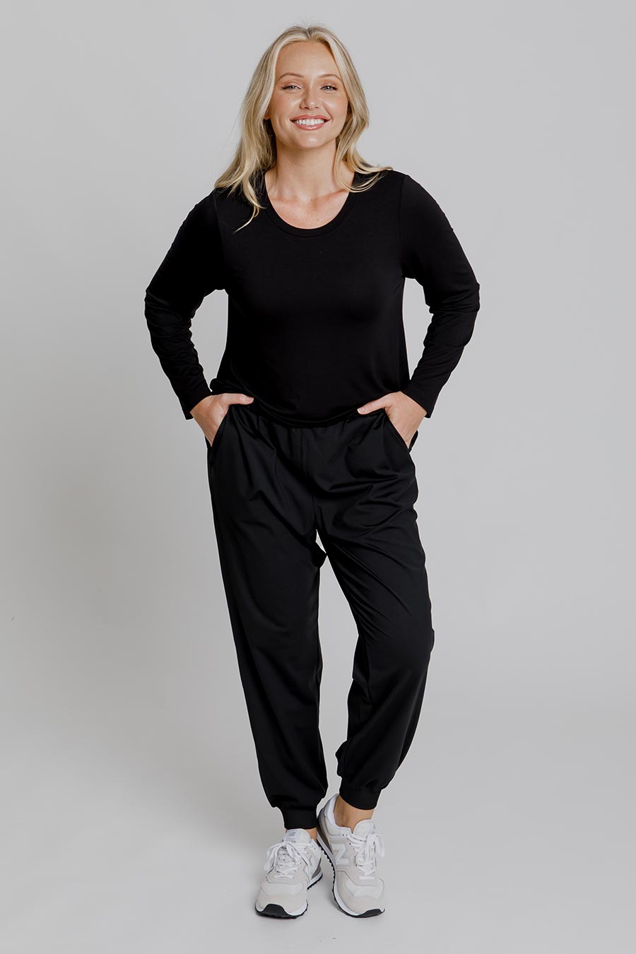 Classic Black Bamboo Long Sleeve Top for Women - Soft & Comfortable Eco-Friendly Shirt for Casual Wear, Yoga & Everyday Outfits