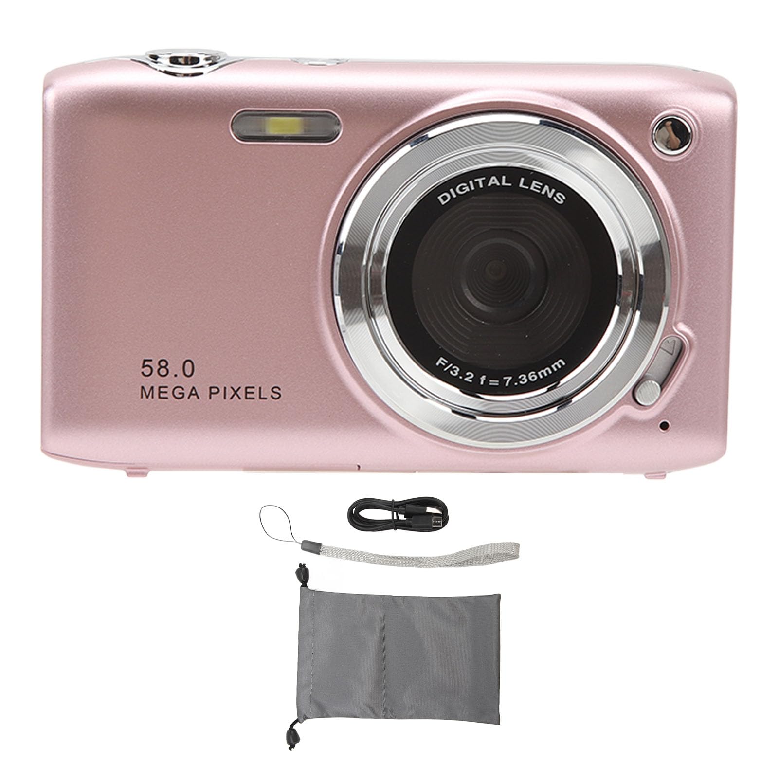 16X Zoom 58MP 4K Digital Camera with Multi-Function for Travel, Vlogging & Photography - Pink (Ideal for Outdoor Adventures, Family Trips & Content Creation)