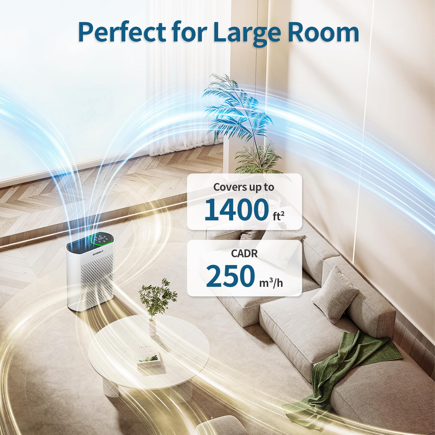 Best HEPA Air Purifier for Large Rooms up to 1400 Sq Ft - Quiet 20dB Sleep Mode with Air Quality Monitor - Removes Dust, Smoke, Pollen, Pet Dander & Odors - Ideal for Bedroom, Office & Living Room - Perfect for Homes with Pets (Model HAP602)