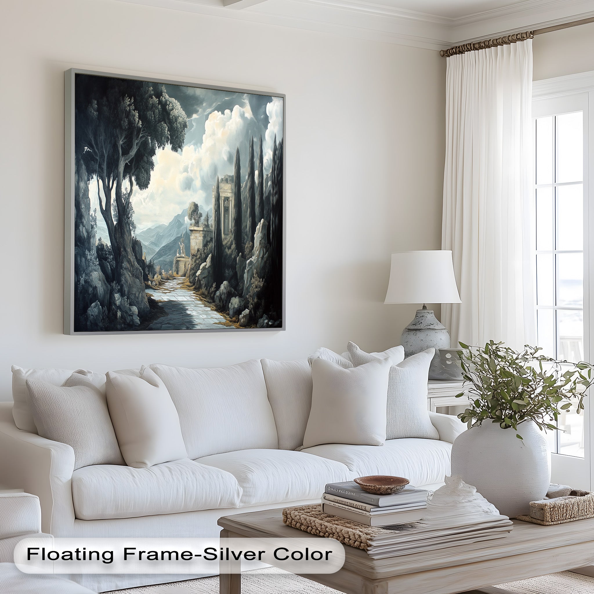 Ancient Pathway to the Temple - Hand Painted Classical Landscape Oil Canvas Art for Home Decor, Office & Living Room Wall