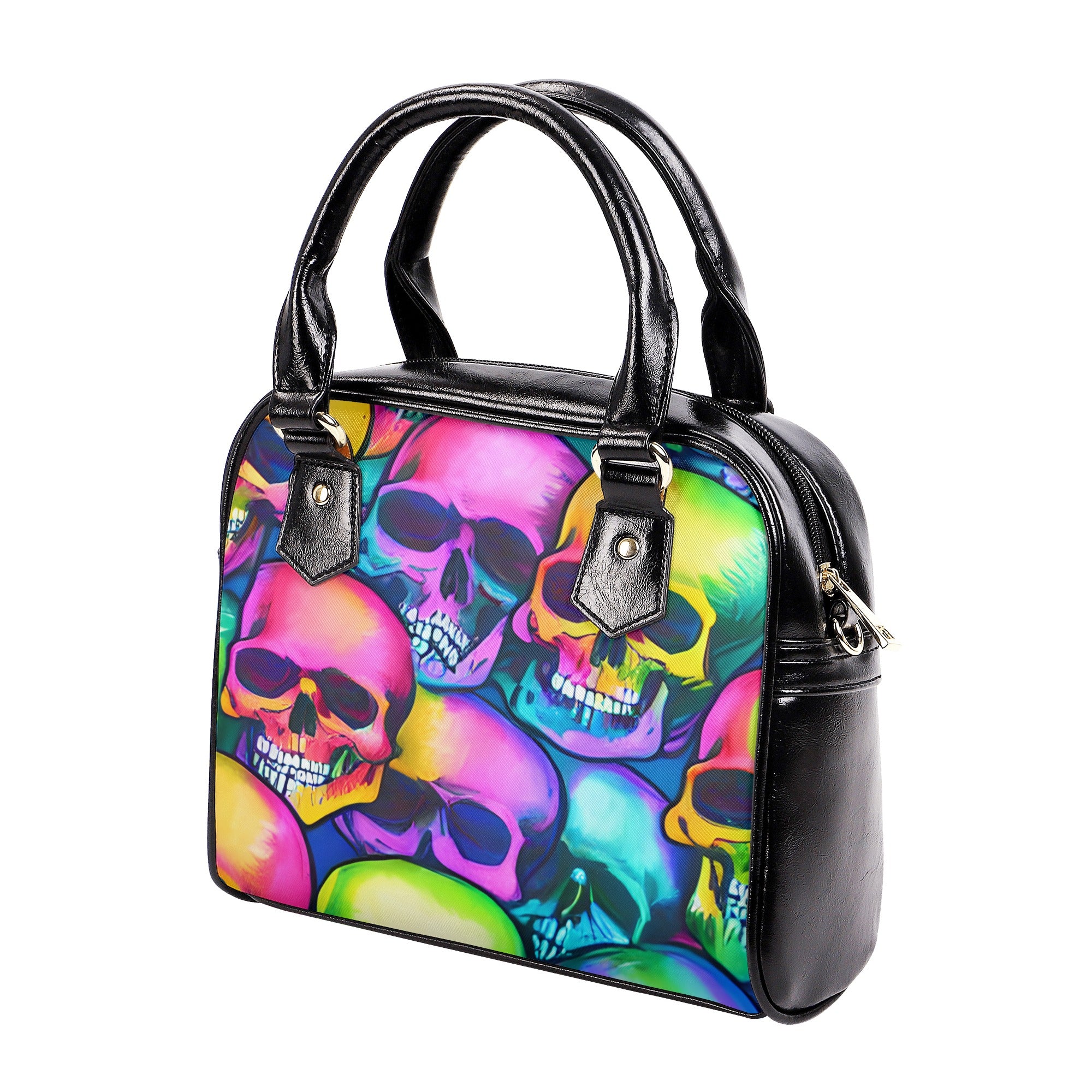 Stylish Multi-Colored Skull Print Shoulder Handbag for Women - Gothic Fashion Accessory for Parties, Concerts & Everyday Use