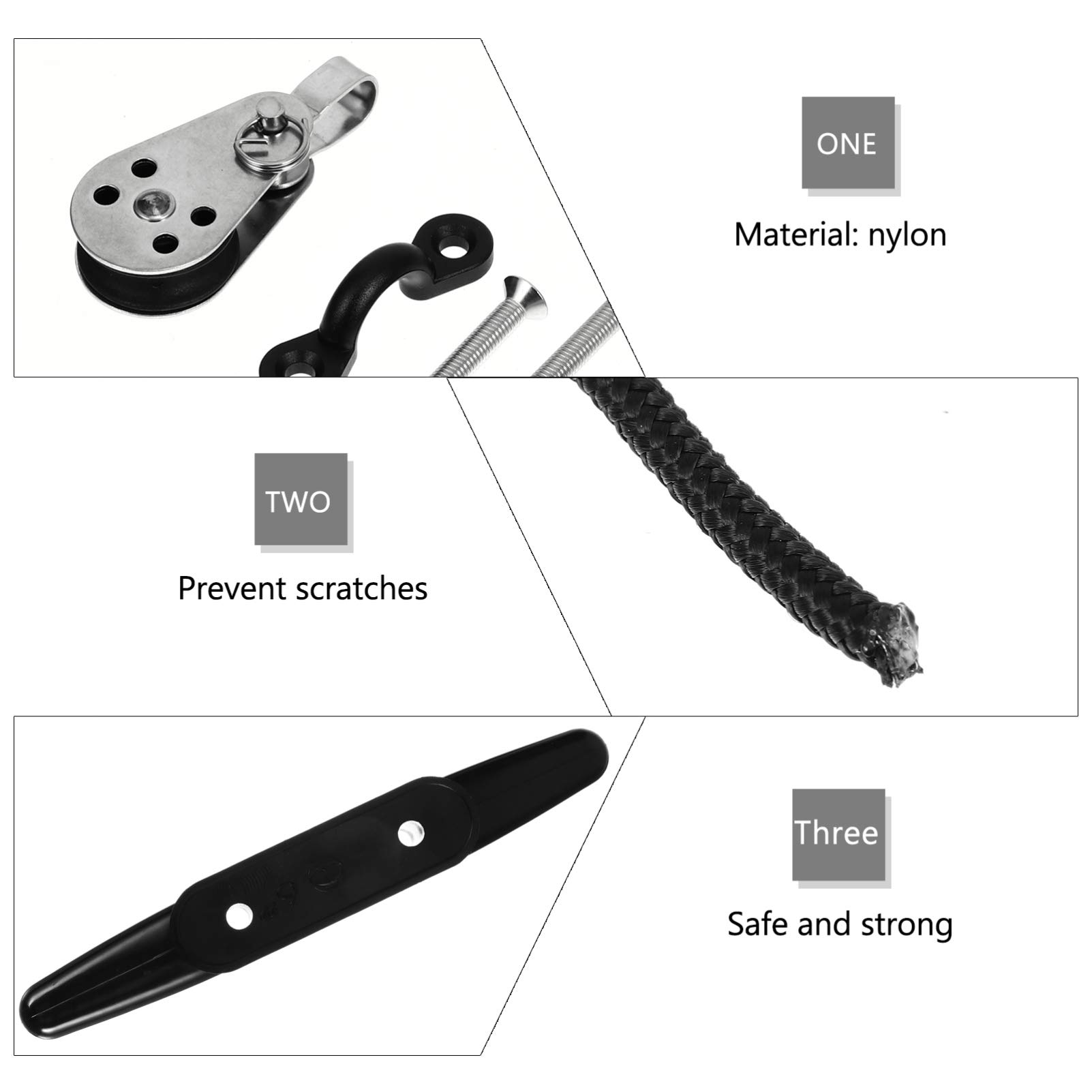 ULTECHNOVO Kayak Anchor Trolley System Kit - Complete Fishing Kayak Accessories with Rope Cleat, Pulley Block, Rigging Ring & Screws | Perfect for Canoe & Kayak Fishing in Lakes, Rivers & Coastal Waters