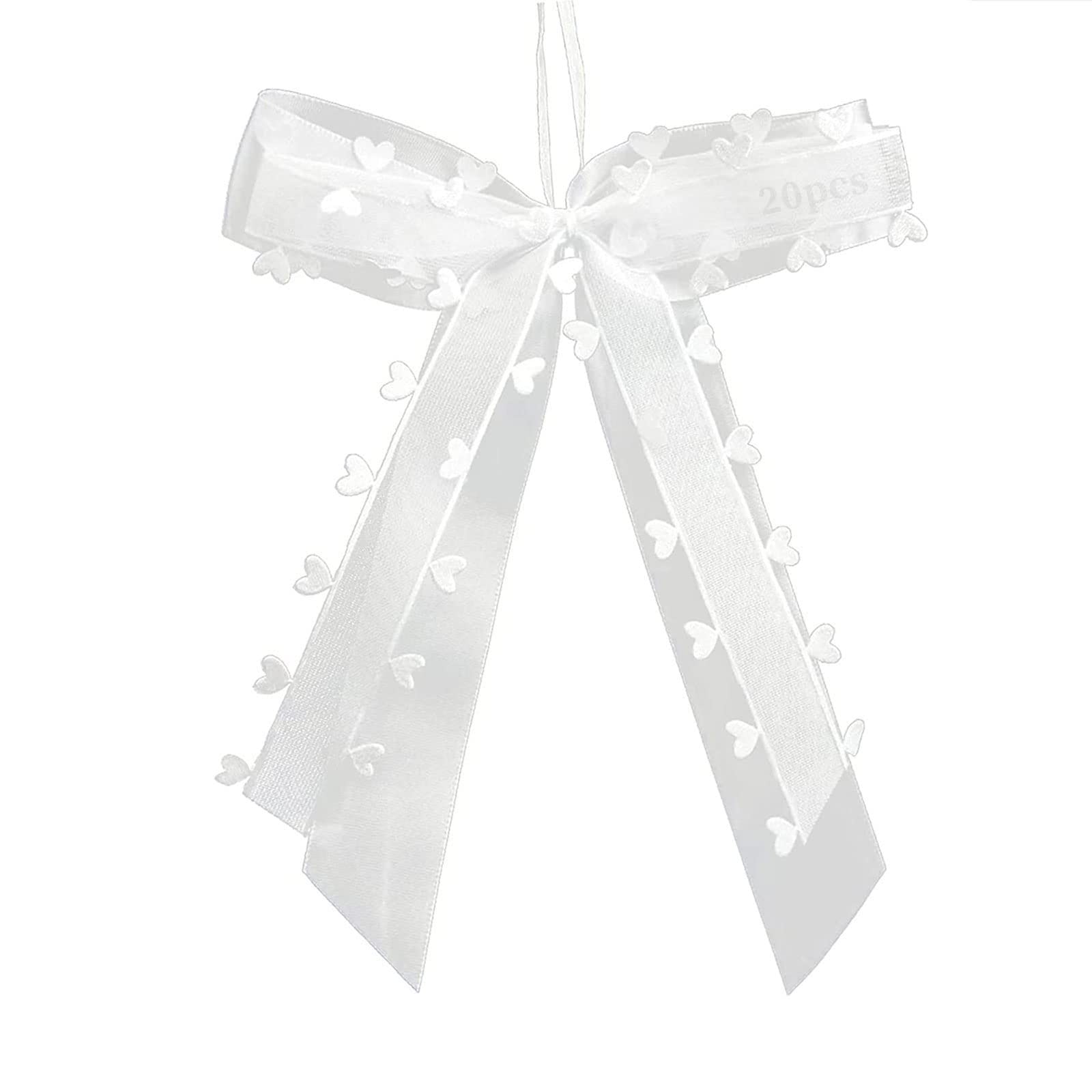 White Heart Wedding Bows - 30pcs for Decor & Gifts | Party Dress Accessories