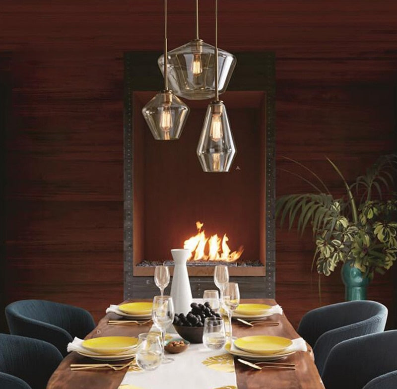 Nordic Modern Glass Pendant Lights - Minimalist Chandelier for Dining Room, Kitchen Island & Living Room Decor - Dimmable Hanging Light Fixture