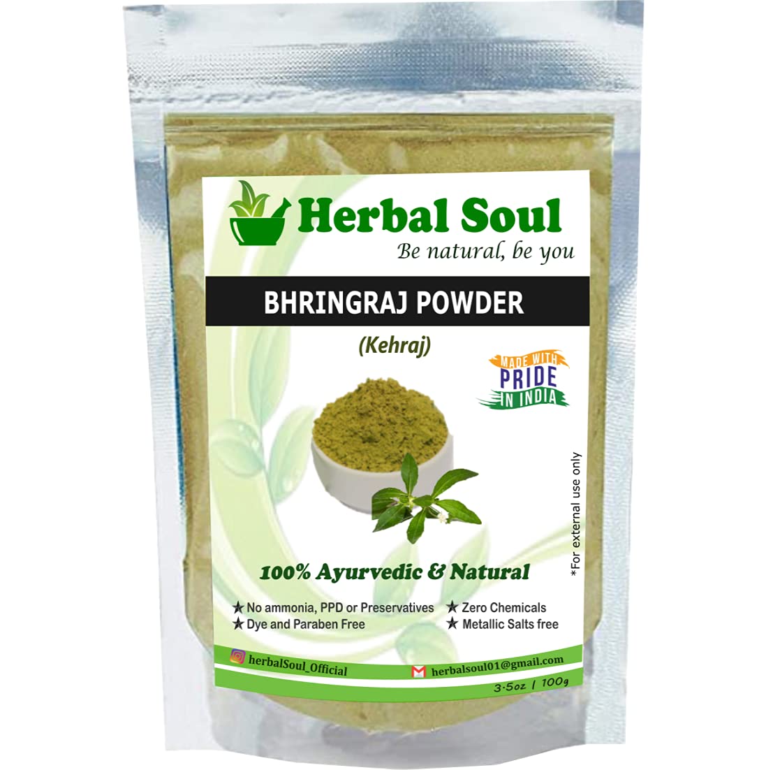 Organic Herbal Powder Combo - Rose, Orange Peel & Bhringraj (300g) for Hair Growth & Skin Care | Natural Ayurvedic Beauty Treatment for DIY Face Masks & Hair Packs