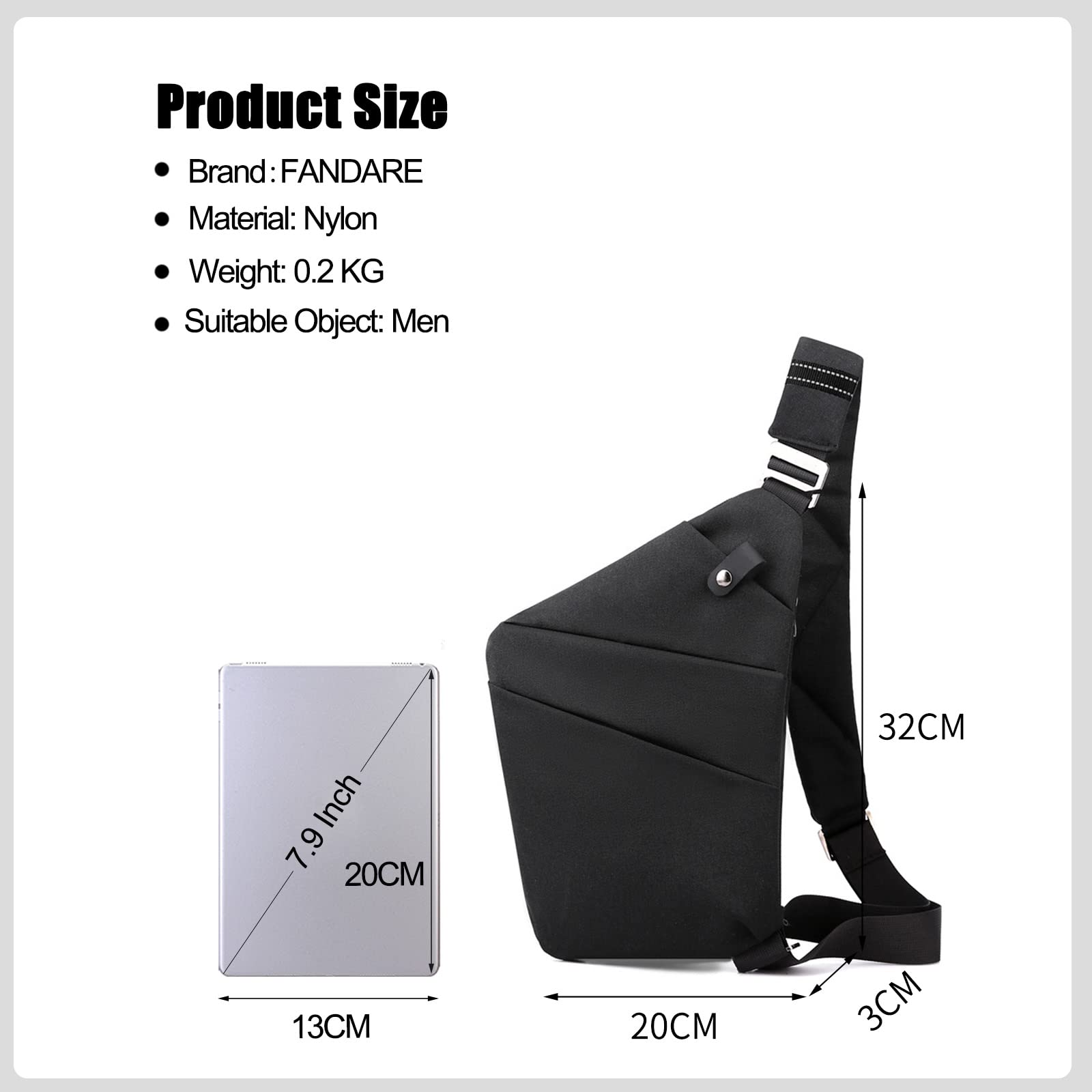 Anti-Theft Sling Bag - Secure Chest Shoulder Backpack for Men & Women | Travel, Hiking, Biking, Gym & Daily Use | Lightweight Nylon Crossbody Bag (Black)