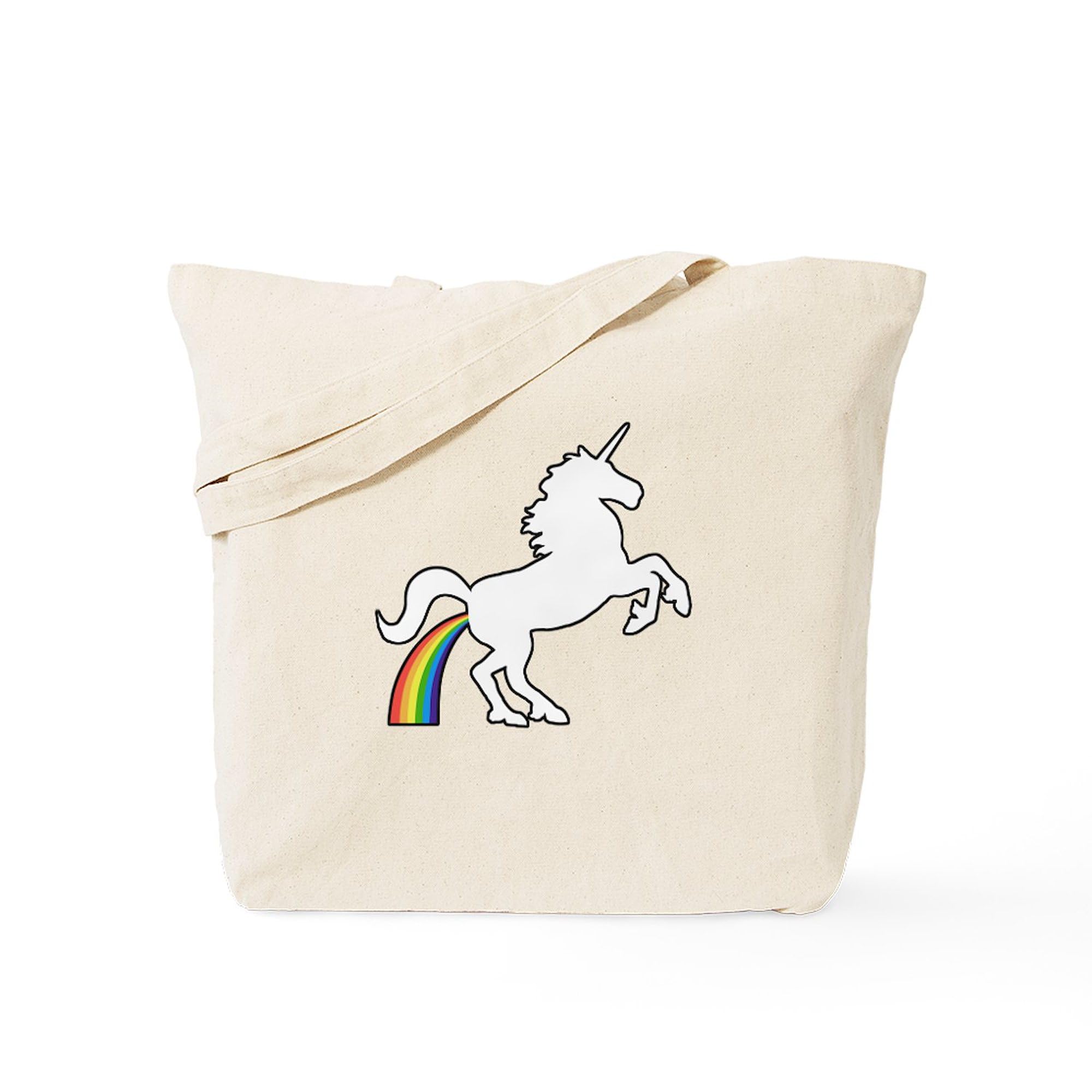 Unicorn Rainbow Poo Tote Bag - Natural Canvas Reusable Shopping Bag for Groceries, Beach & Everyday Use | Funny Gift Idea
