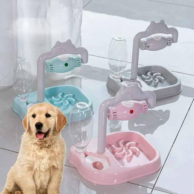 SKOFRI 2 in 1 Automatic Pet Feeder and Water Dispenser for Dogs & Cats - Spill Proof Pet Drinking Fountain with Bottle - Perfect for Puppy, Kitten, and Pet Feeding at Home or Travel