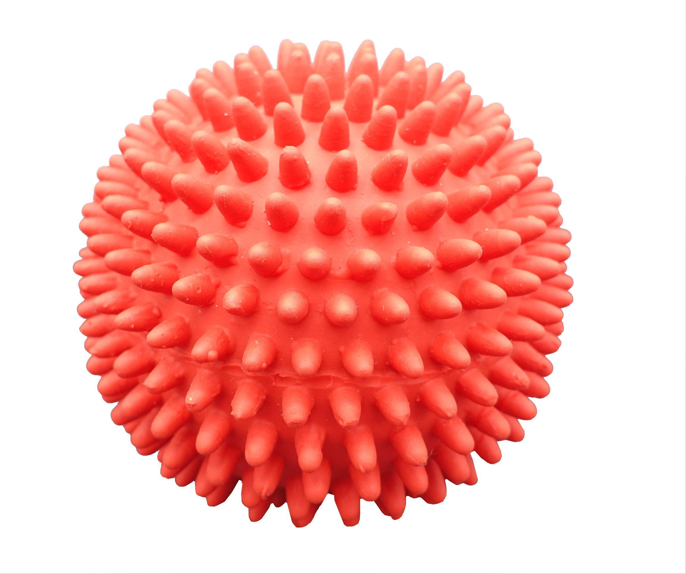 Durable Latex Spiky Ball Dog Toy - Red Chew Toy for Aggressive Chewers, Interactive Play & Dental Health | Perfect for Fetch, Training & Teething Puppies